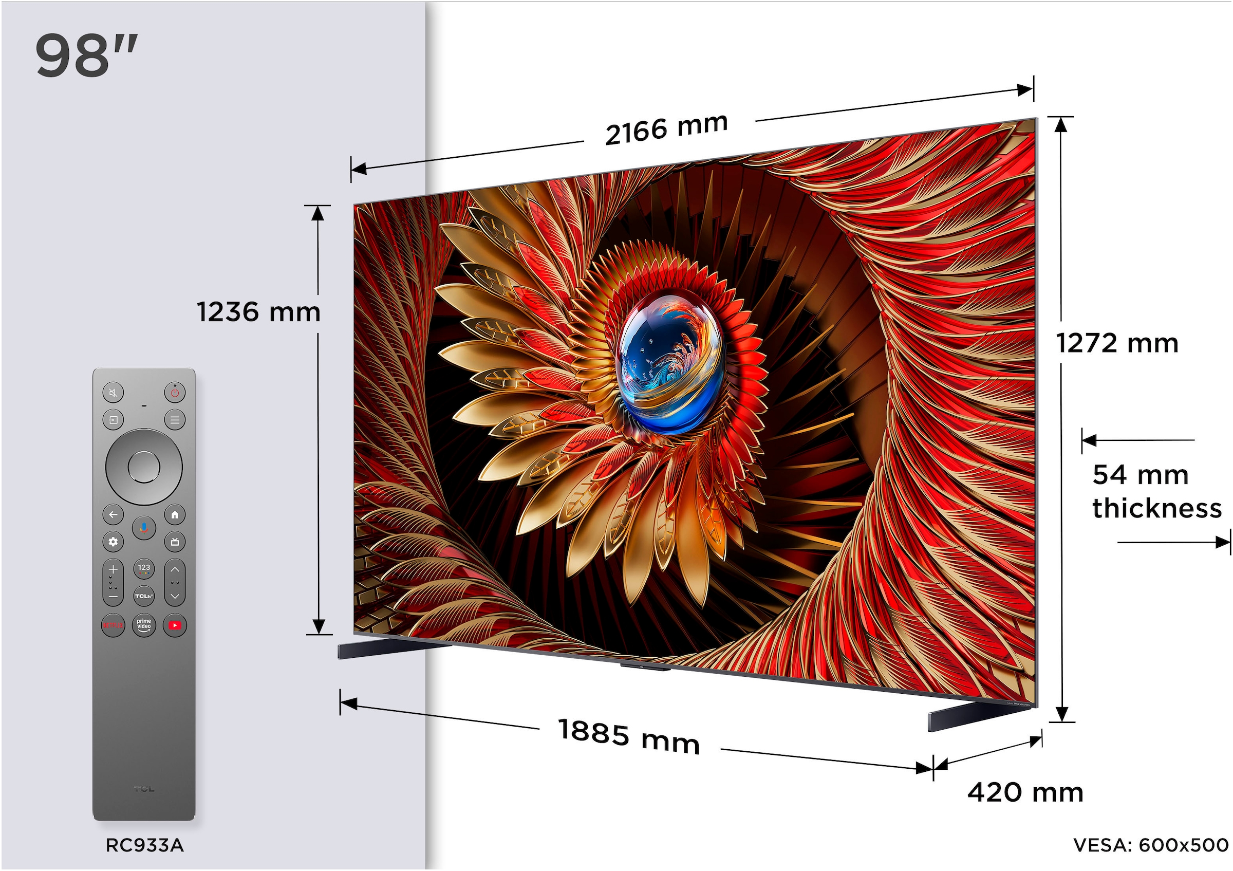 TCL QLED Mini LED-Fernseher »98Q8CX7«, 4K Ultra HD, Google TV-Smart-TV