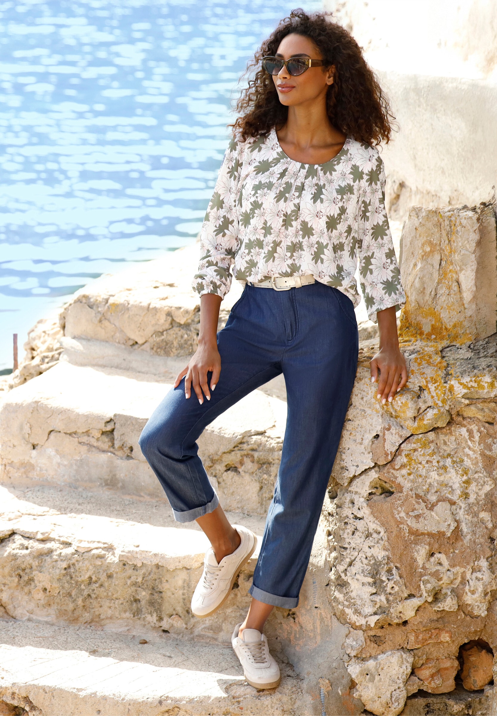 heine Schlupfbluse »Druckbluse Schlupfbluse mit Jerseyfutter«