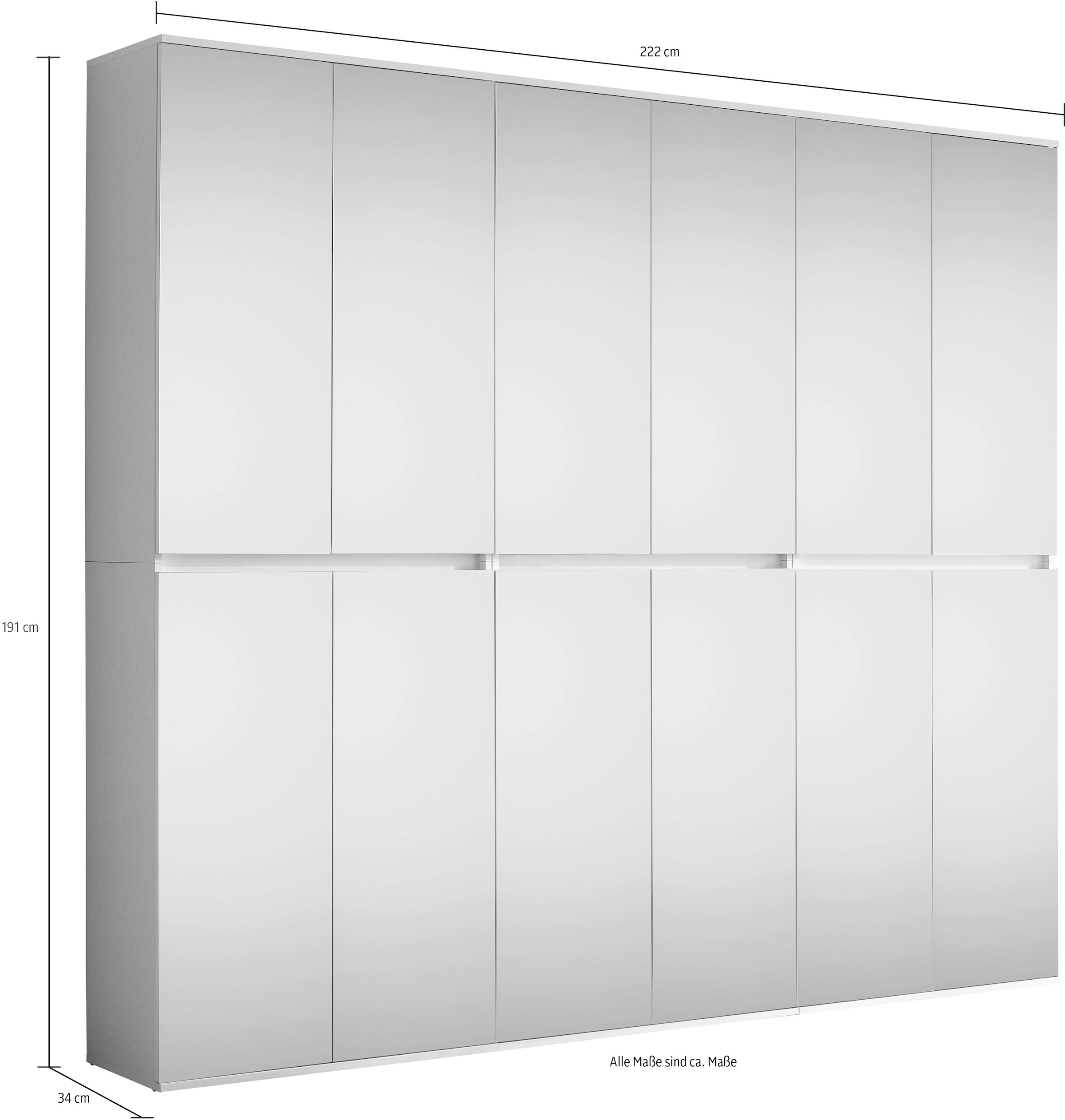 INOSIGN Garderoben-Set »Malcesine«, (3 St.), 3 gleichen Garderoben bzw.  Spiegelglasschränken, weiß, matt online bei OTTO
