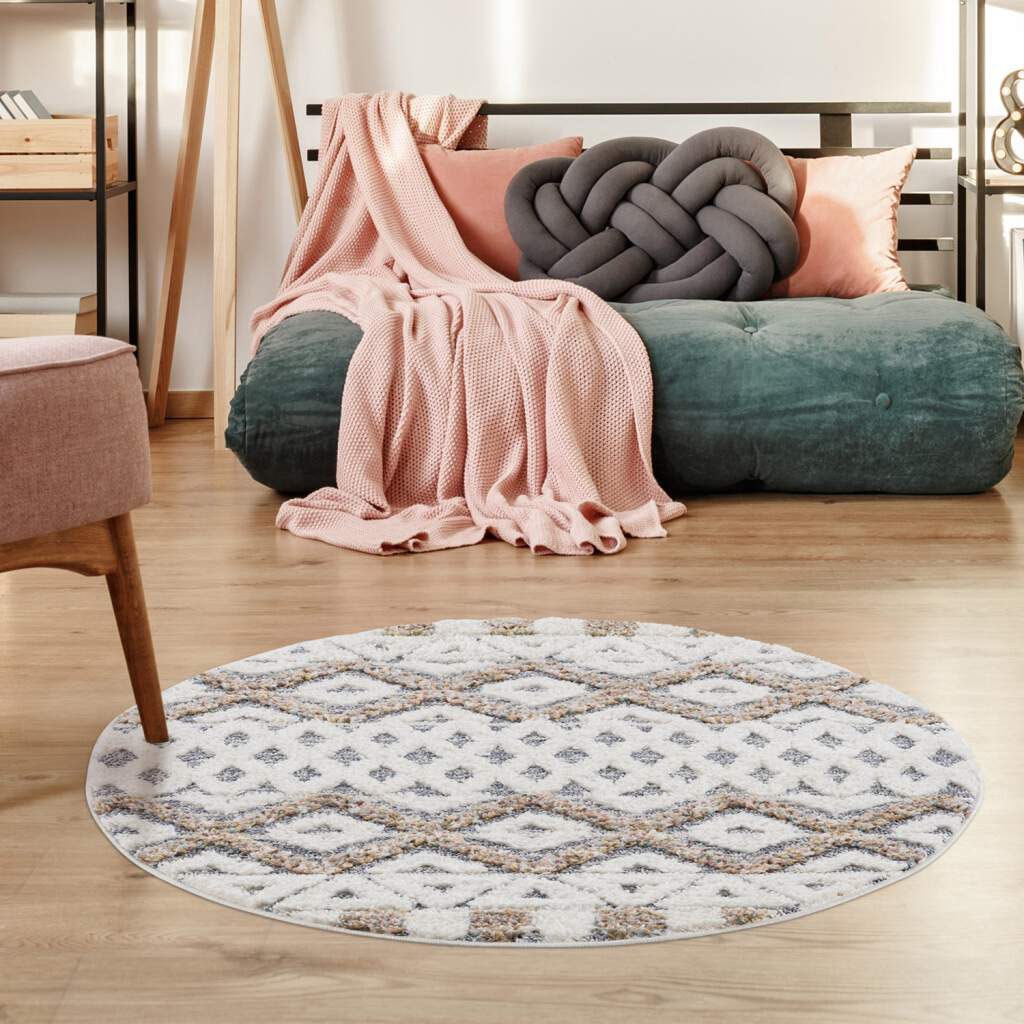 Carpet City Teppich »Focus 3382«, rund, Boho-Teppich, besonders weich, Hoch  Tief Struktur, Wohnzimmer im OTTO Online-Shop