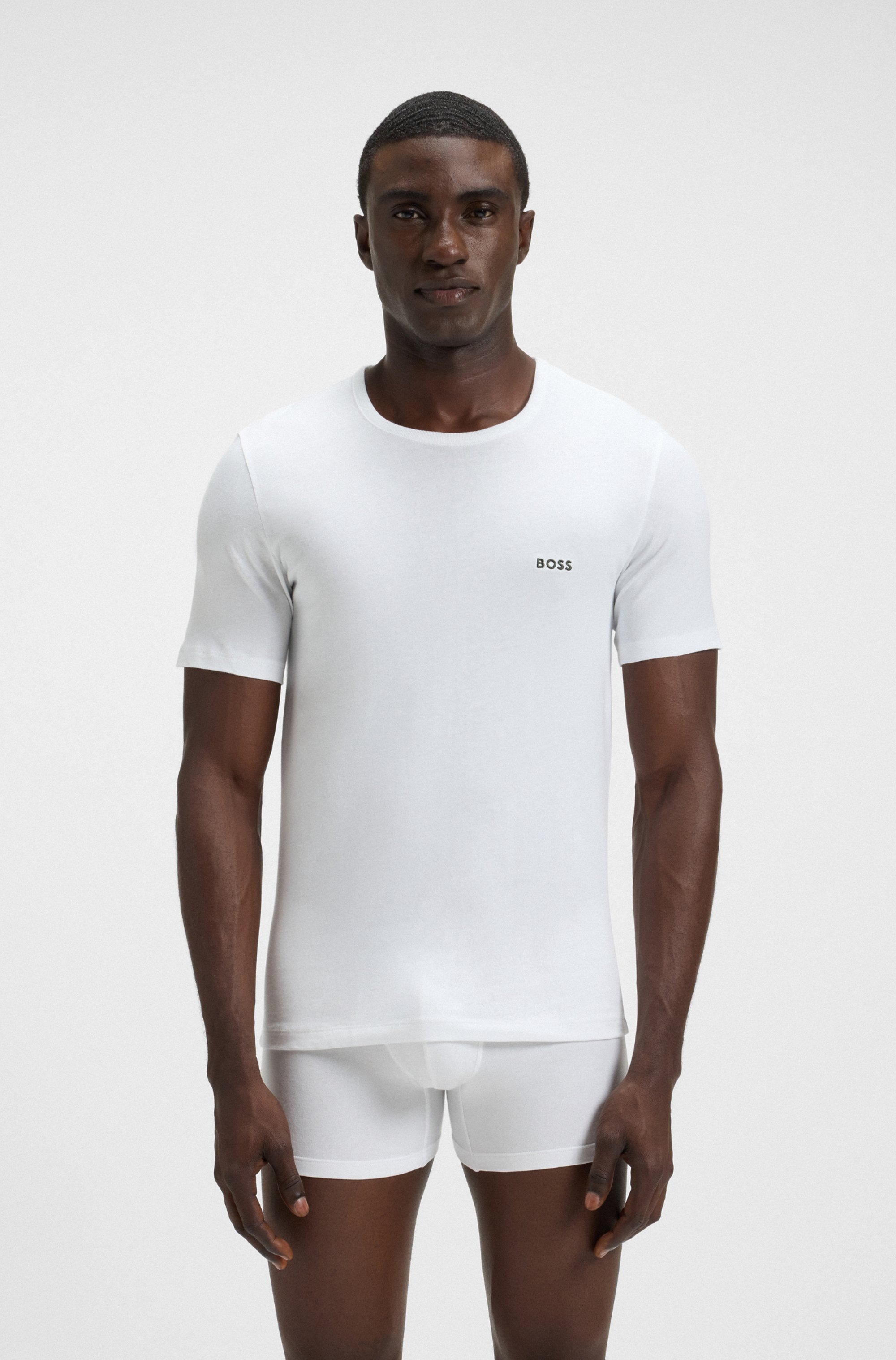 BOSS T-Shirt »TShirtRN 3P Classic«, (Packung, 3 tlg.), mit BOSS Stickerei