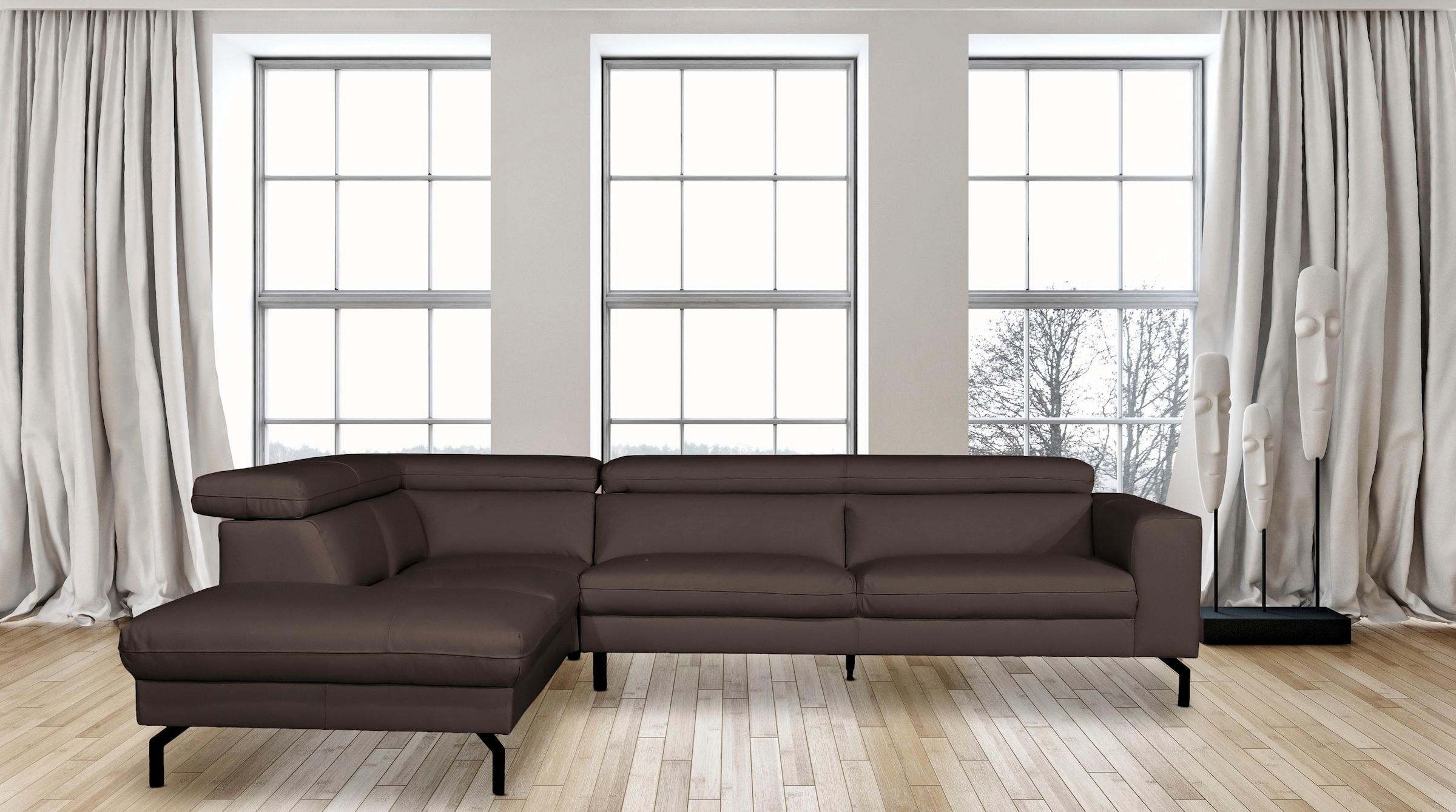 Places of Style Ecksofa »Olanta, L-Form«, mit verstellbaren Kopfstützen