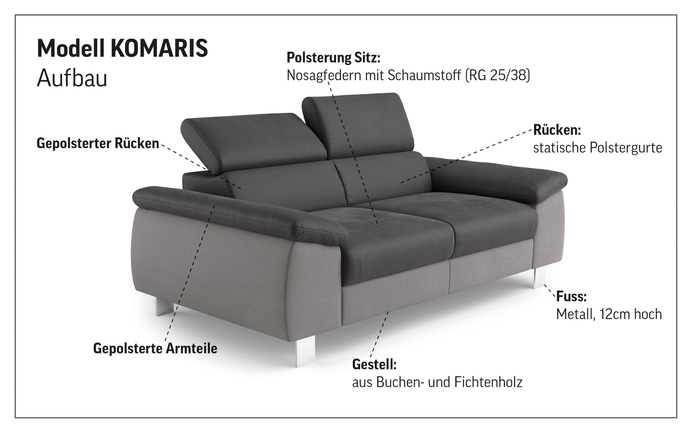 COTTA 2-Sitzer »Komaris«, mit Kopfteilverstellung
