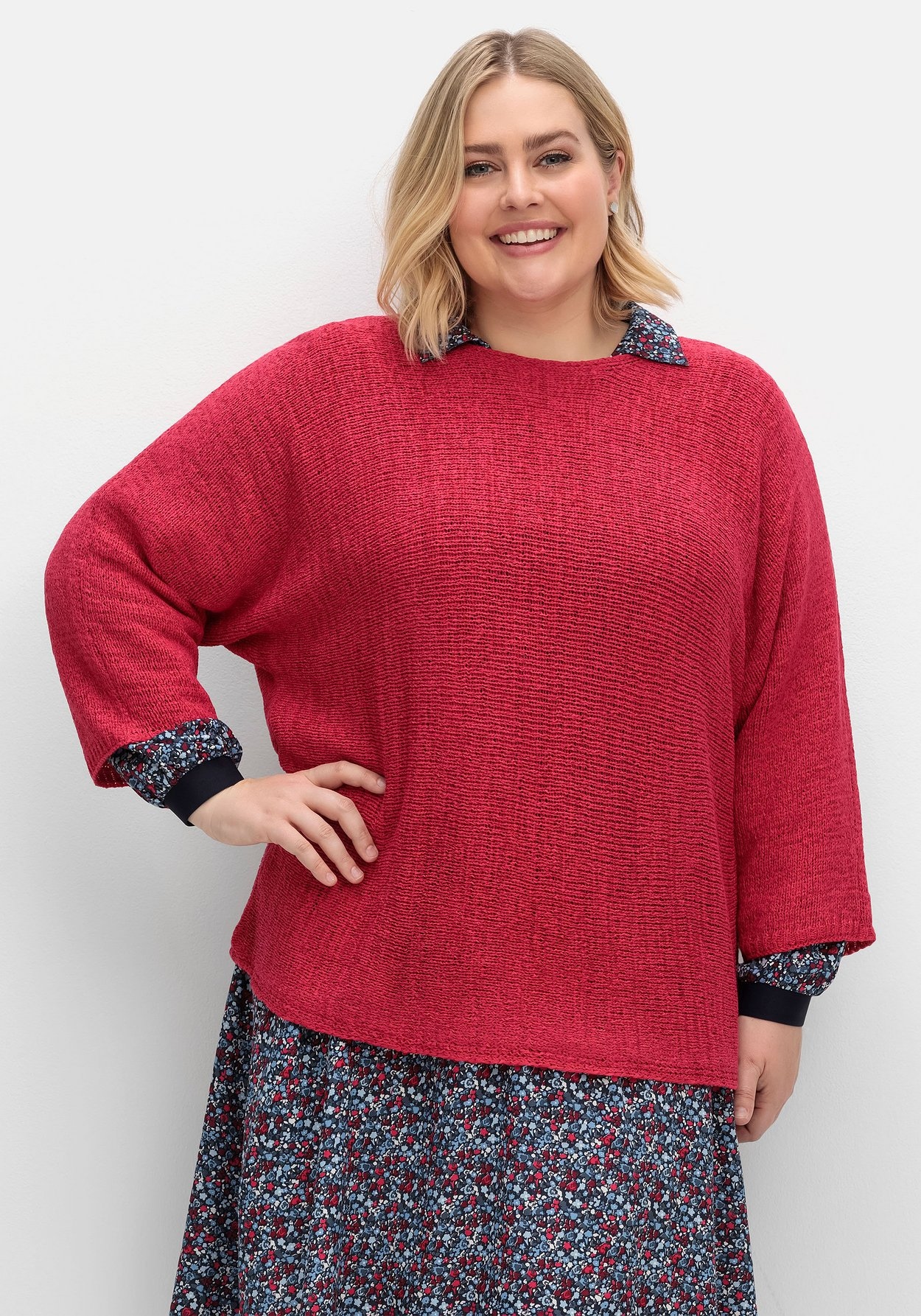 3/4 Arm-Pullover »Oversized-Pullover mit 3/4-Arm, aus Bändchengarn«, mit 3/4-Arm, aus...