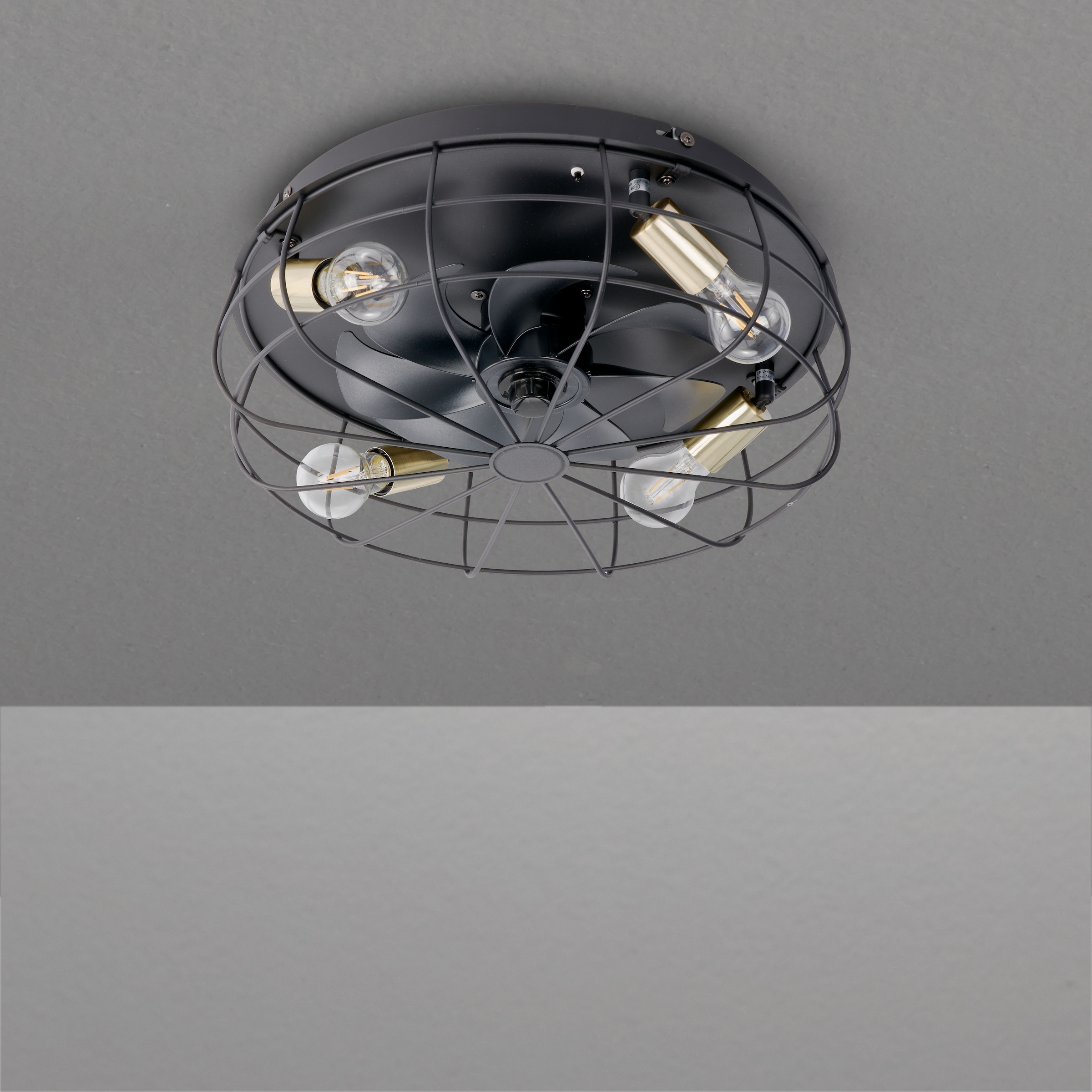 REALITY Leuchten Deckenleuchte »Trondheim Deckenventilator« E27 1 Stk. Deckenlampe Ventilator getrennt schaltbar