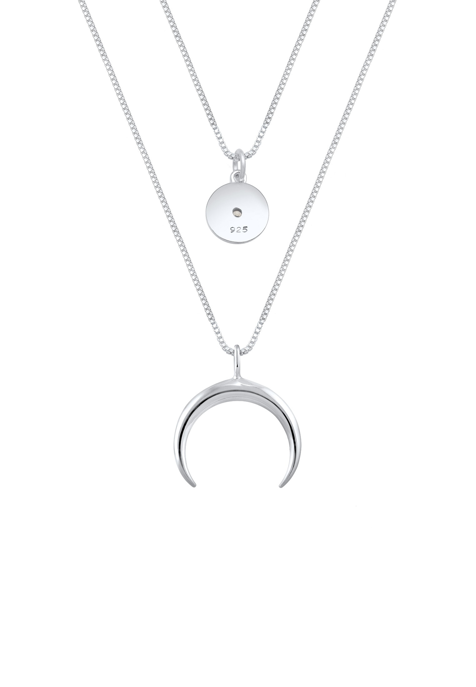 Elli Silberkette »Halskette Layer Halbmond Stern Plättchen Zirkonia 925 Sterling Silber«