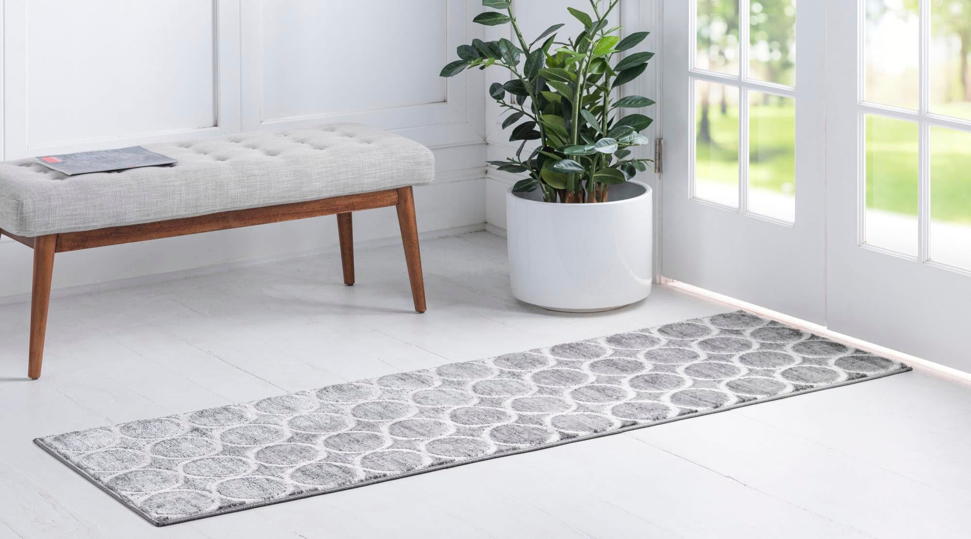 Myflair Möbel & Accessoires Läufer »Titan Trellis«, rechteckig, 13 mm Höhe, Teppich-Läufer, Kurzflor, gewebt, modernes Design, Motiv Kreise