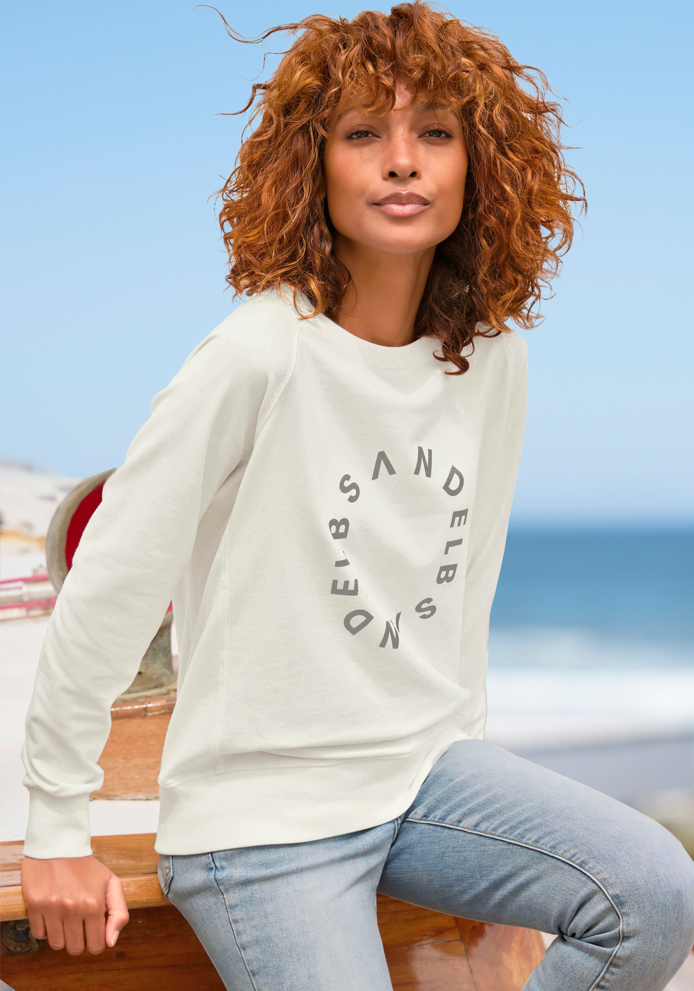 Elbsand Sweatshirt, mit Frontprint, Rundhalsausschnitt, Printpullover, casual-sportlich