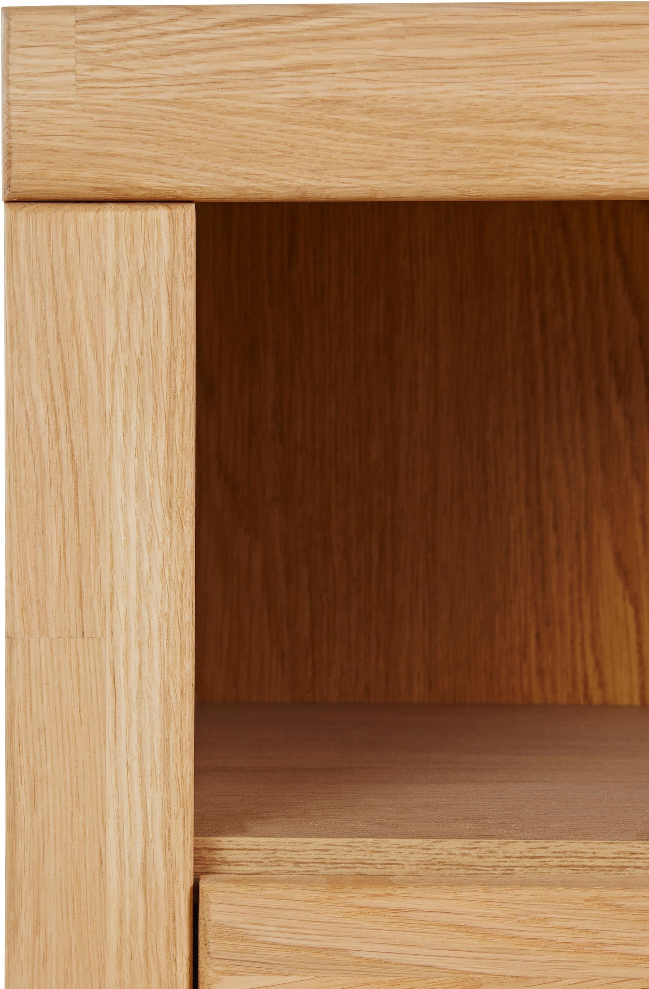 Home affaire Sideboard »Ribe,130cm breit,80cm hoch,Oberplatte Holz massiv,6 Fächer«, Holz massiv, Holzwerkstoff, Metall Griffe,2 Türen,3 Schubladen