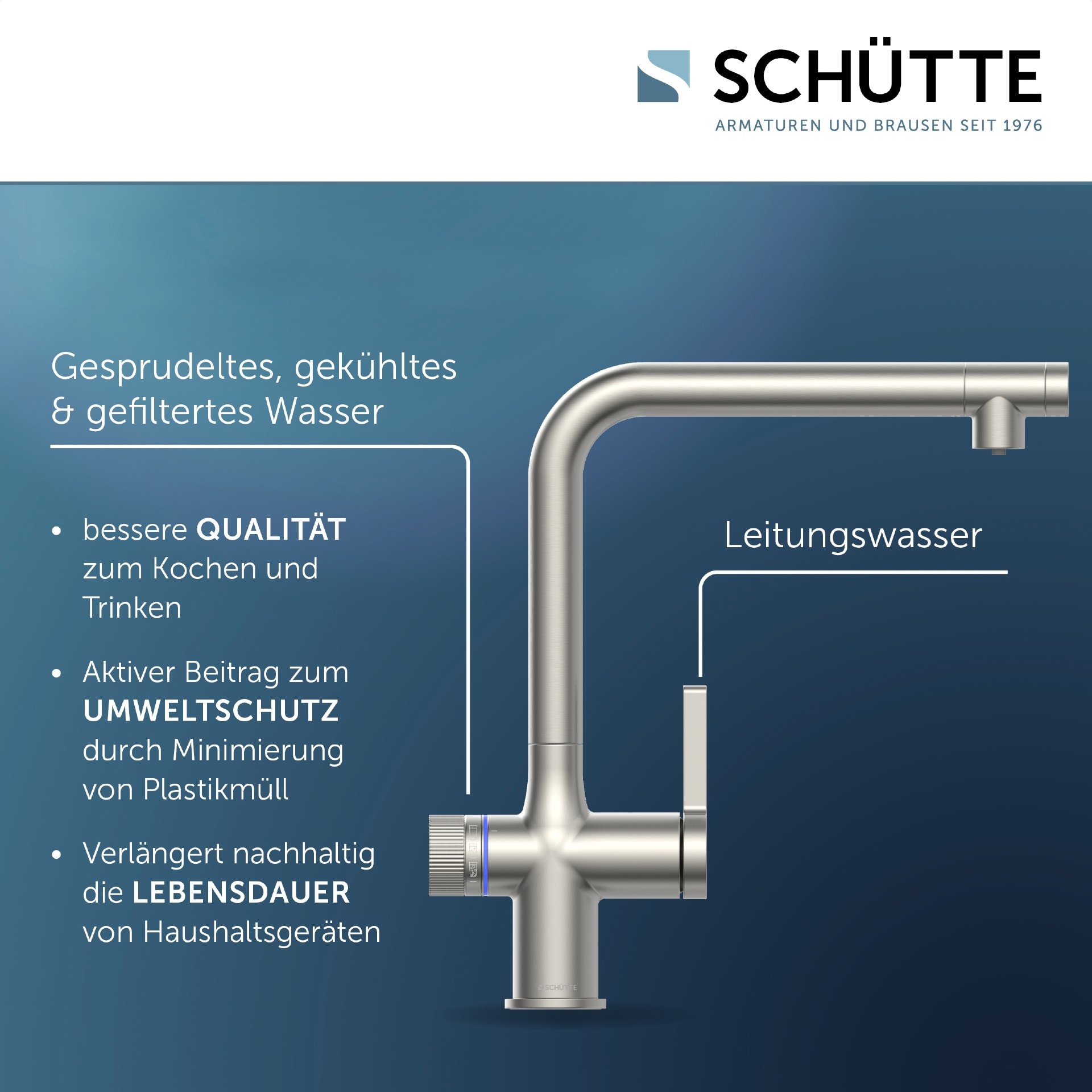 Schütte Küchenarmatur »"AQUADUCT" Sprudelwasser-Spültischarmatur« mit Kühlsystem, Filter, Filterkopf und handelsüblicher CO2-Kartusche