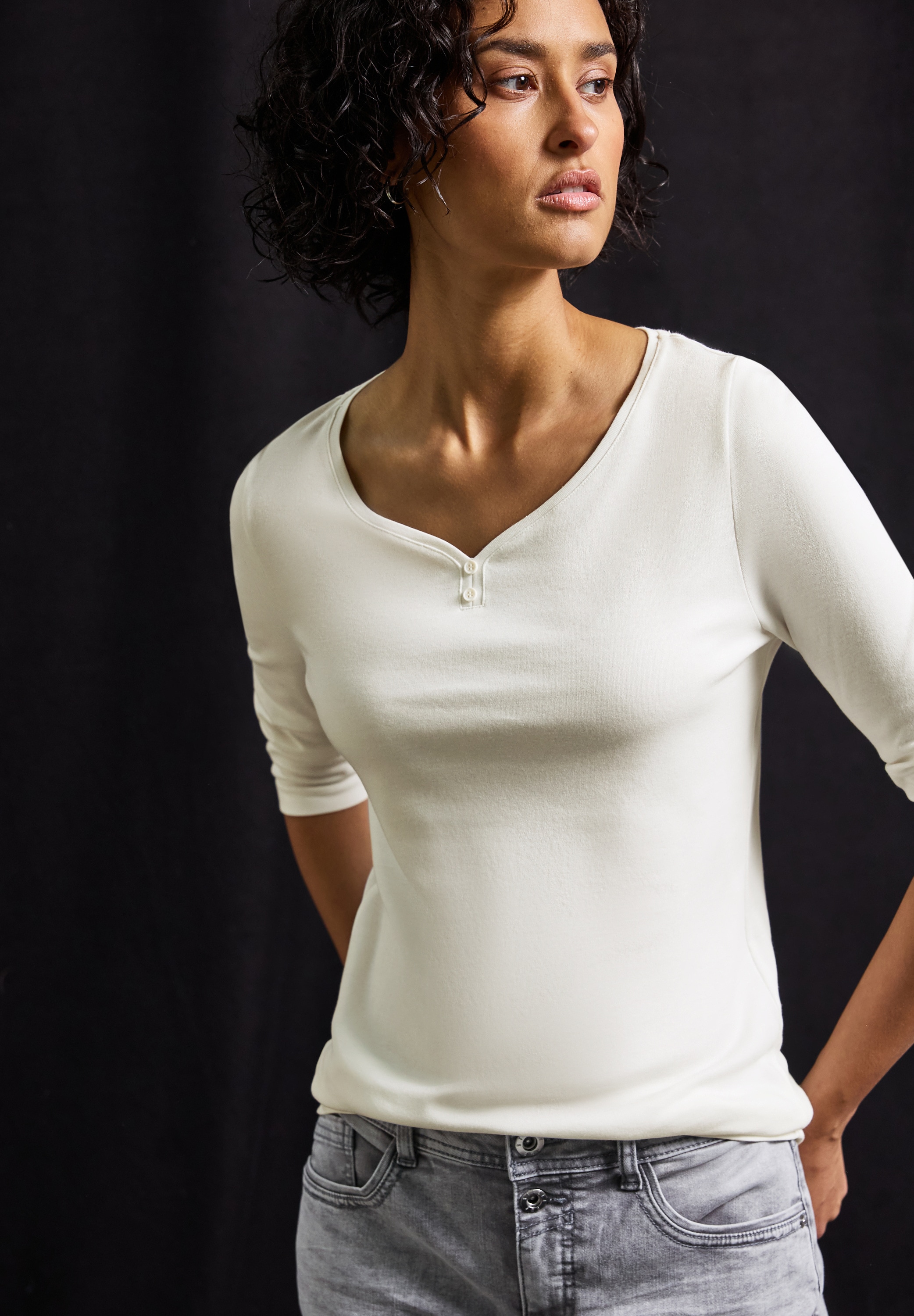 STREET ONE 3/4-Arm-Shirt, mit Knopfdetail