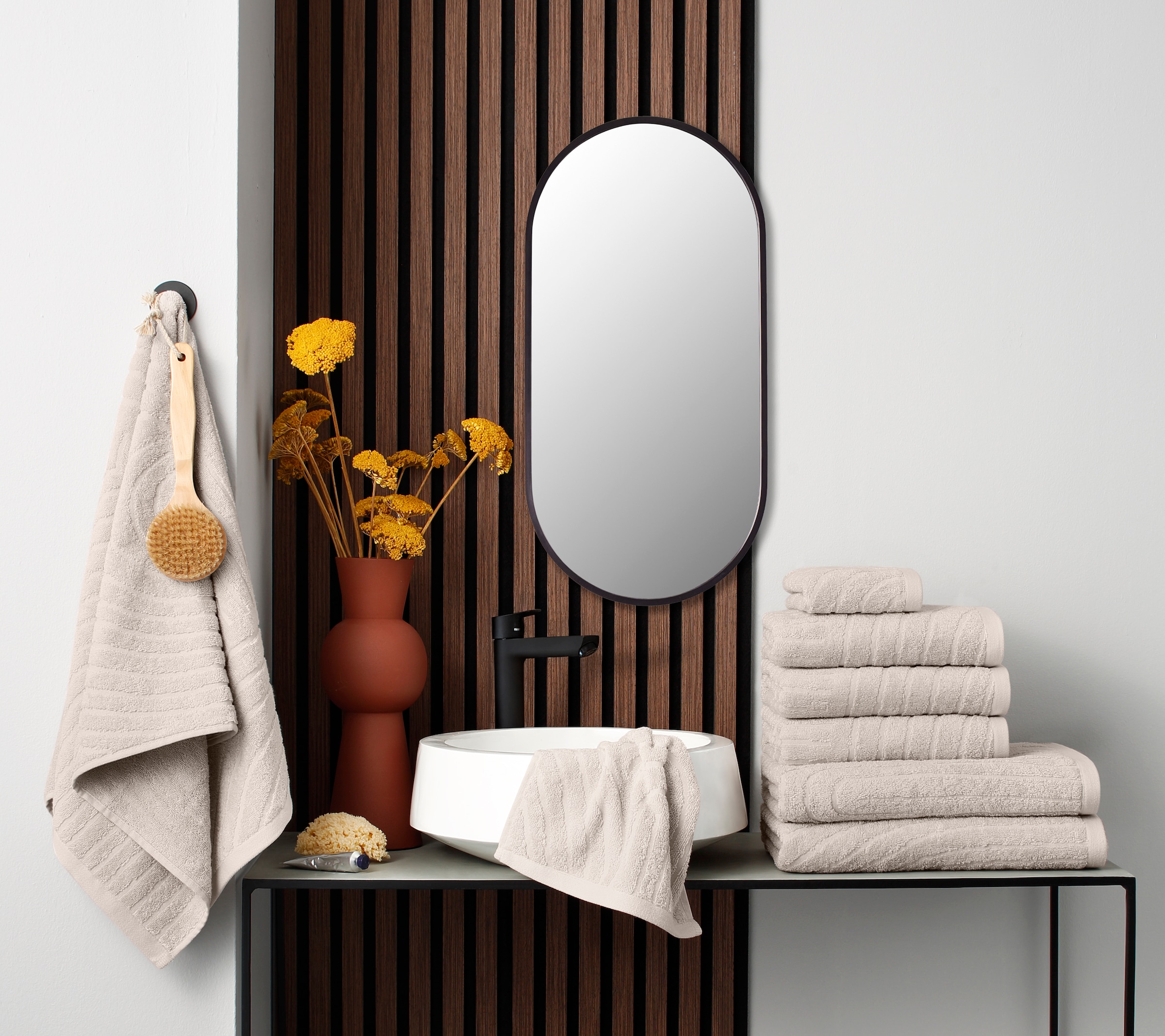 my home Handtuch Set »Handtuchset Ognon, Duschtücher, Handtücher, Gästetücher, Zen« Set 8 Frottier Handtücher mit Muster, Scandi, einfarbiges Handtuch-Set 100% Baumwolle