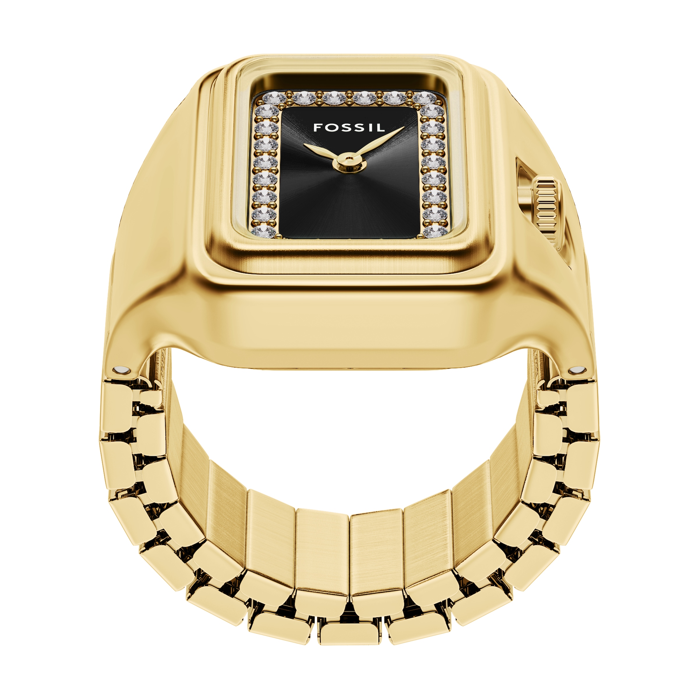 Fossil »RAQUEL WATCH RING« Armbanduhr, Damenuhr, Edelstahlarmband, analog, Glassteine