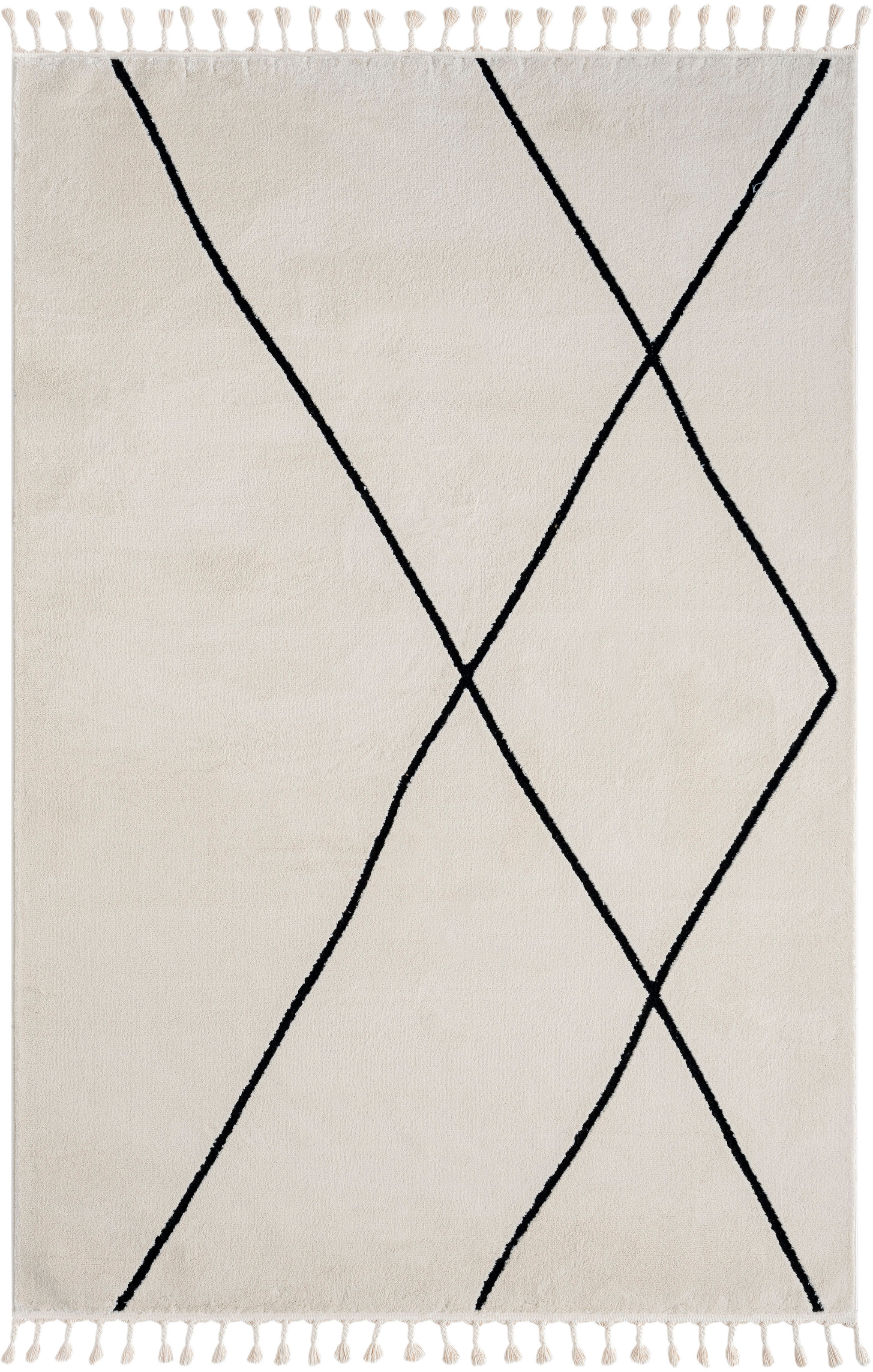 Myflair Möbel & Accessoires Hochflor-Teppich »Moroccan Signature«, rechteckig, 24 mm Höhe, modern, marokkanisches Design, Rauten Muster, weich, mit Fransen