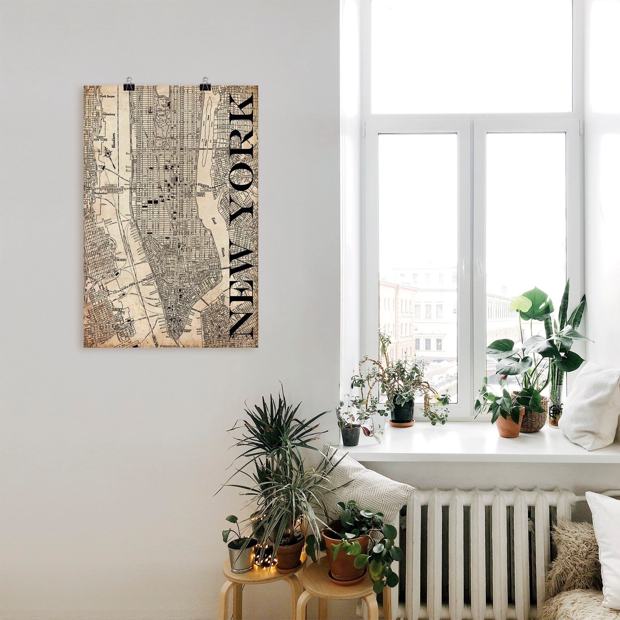 Artland Wandbild »New York Karte Straßen Karte Grunge«, Amerika, (1 St.), als Leinwandbild, Poster in verschied. Größen