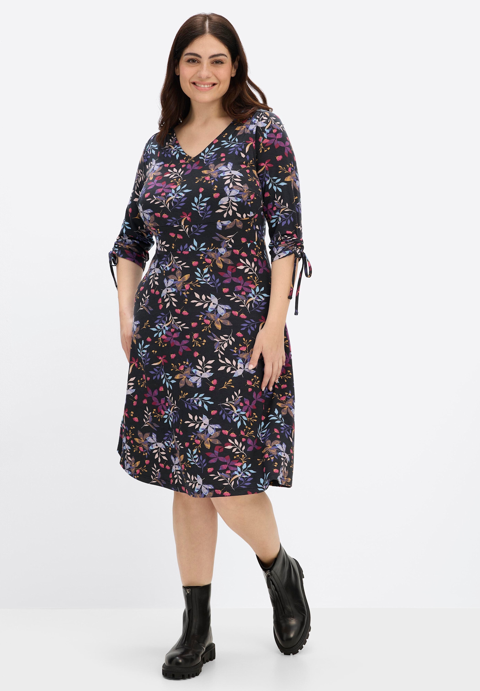 sheego by Joe Browns Shirtkleid »Jersey-Kleid Jerseykleid mit Bindeband am Ärmel« Ohne Taschen