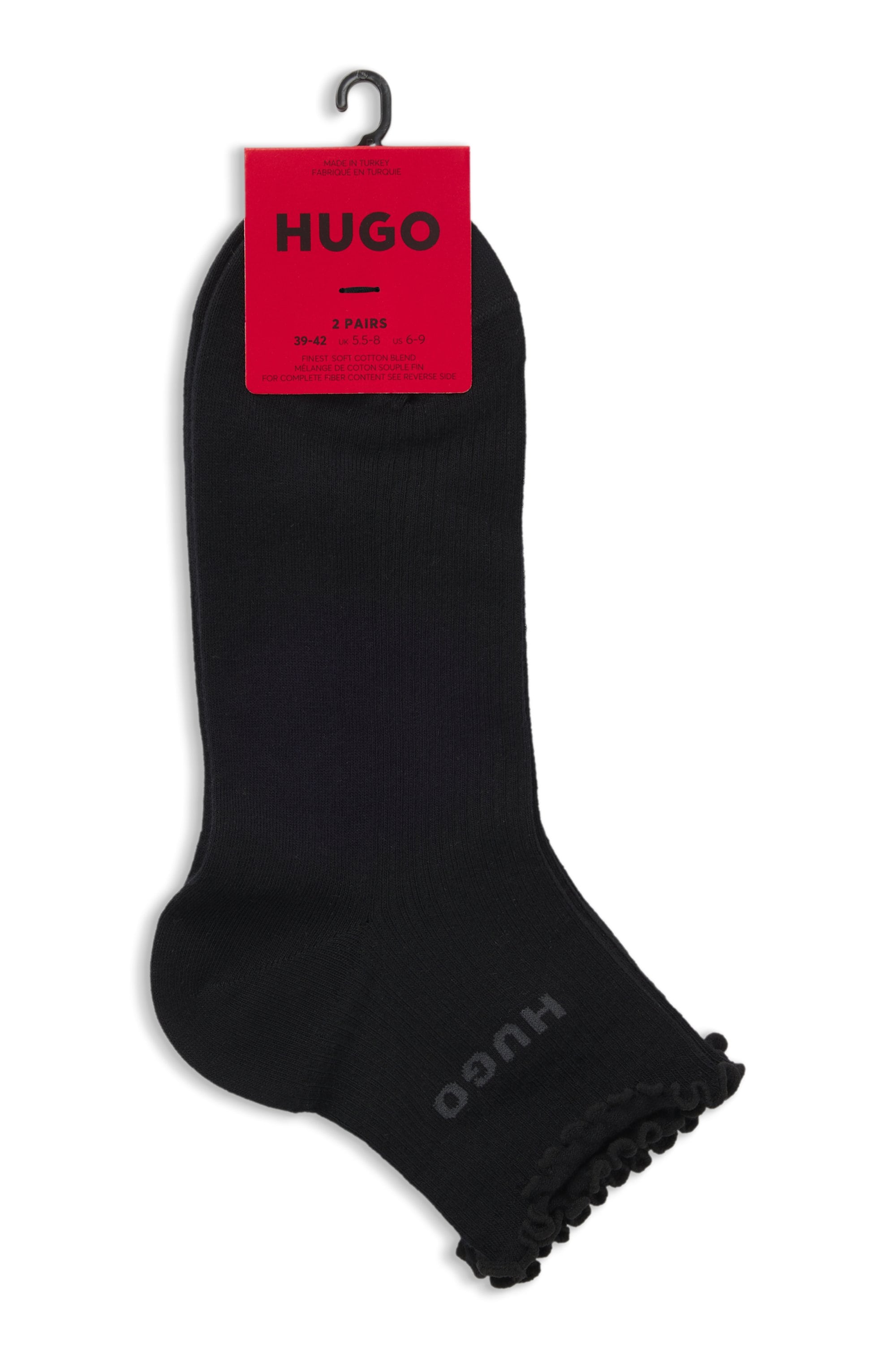 HUGO Underwear Kurzsocken mit gewellter Kante, Rippstruktur