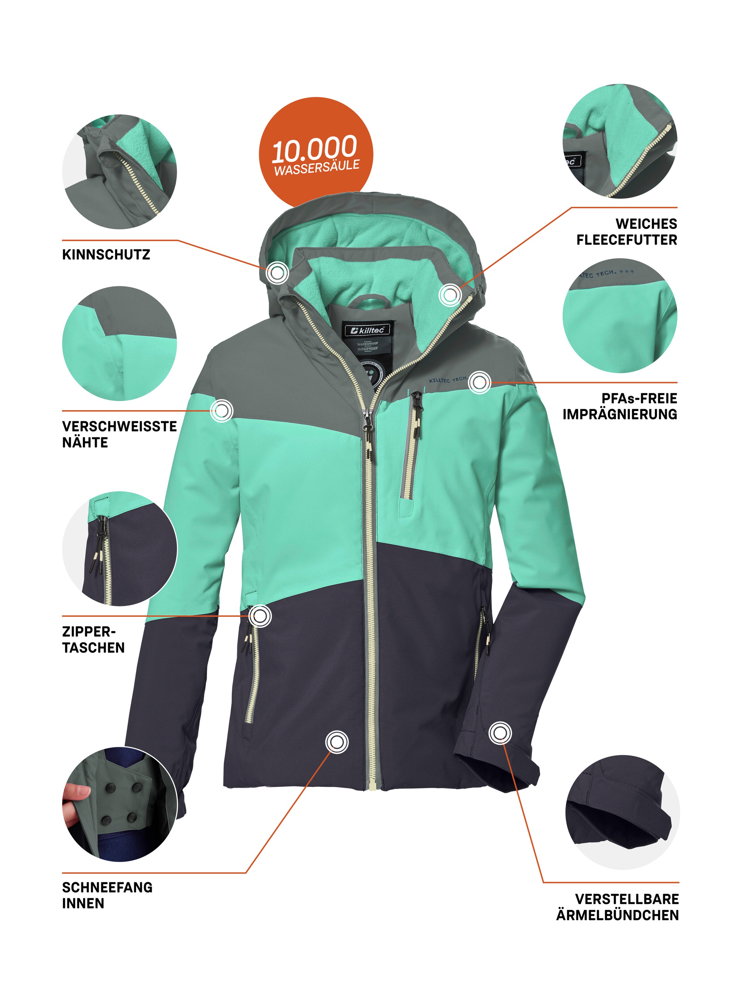 Killtec Outdoorjacke »KOW 170 GRLS JCKT«, Funktionsjacke mit Kapuze und Schneefang, wasserdicht