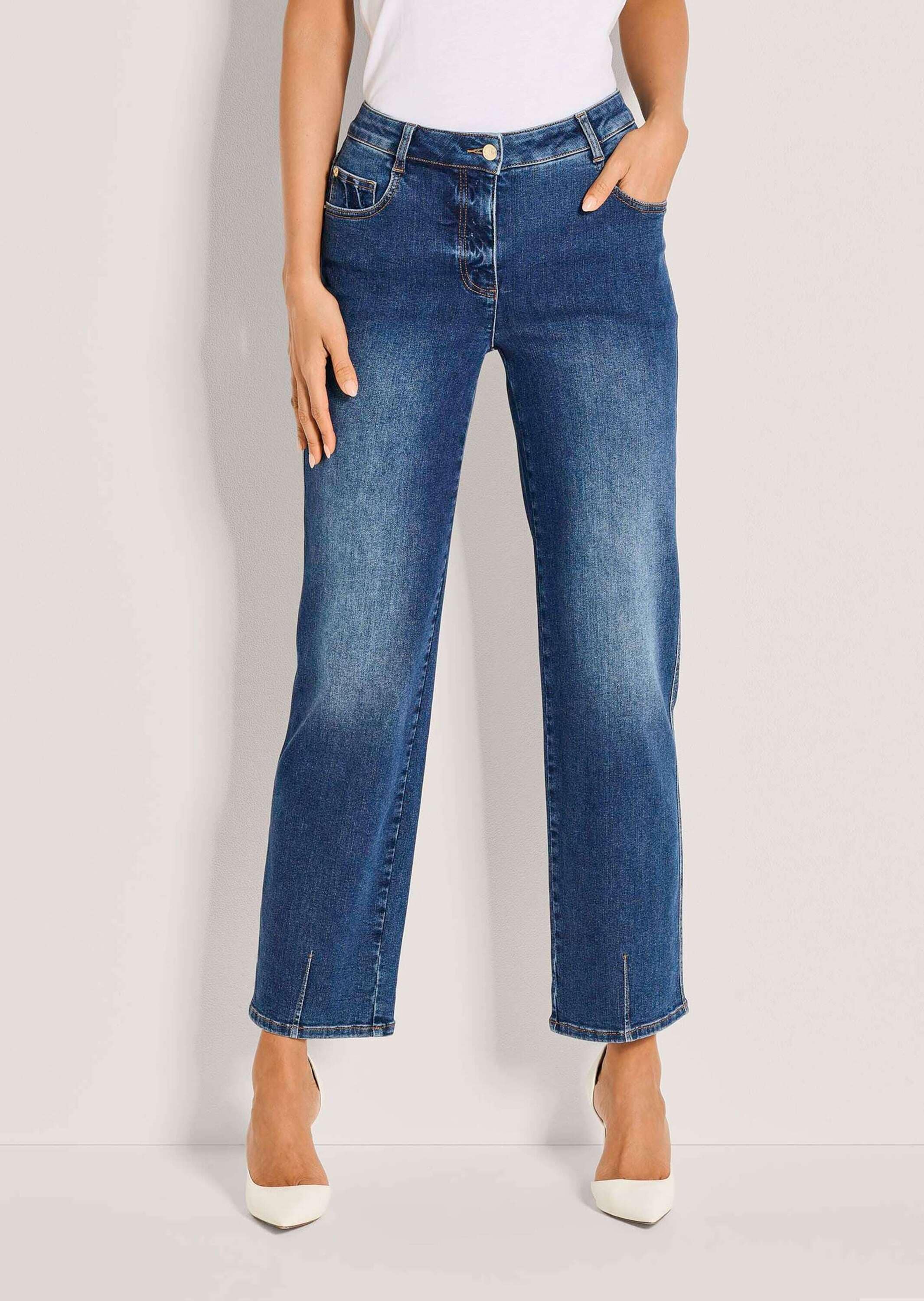 MADELEINE Regular-fit-Jeans »Jeans Baumwollhose mit Saumabnähern« Jeans mit modischem Saumabnäher