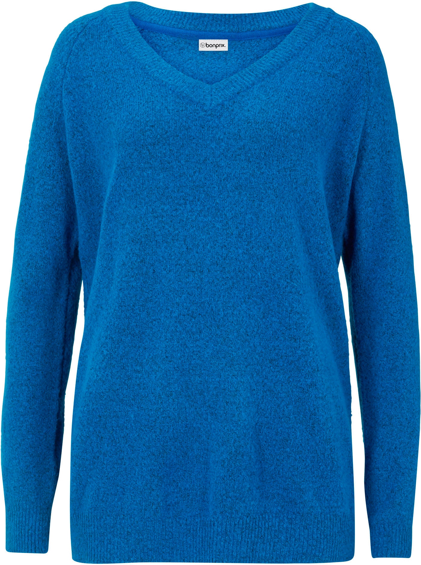 bonprix Strickpullover »Strickpullover mit V-Ausschnitt, Oversized Fit« aus Polyacryl, Polyester und Elasthan, mit Rippbündchen