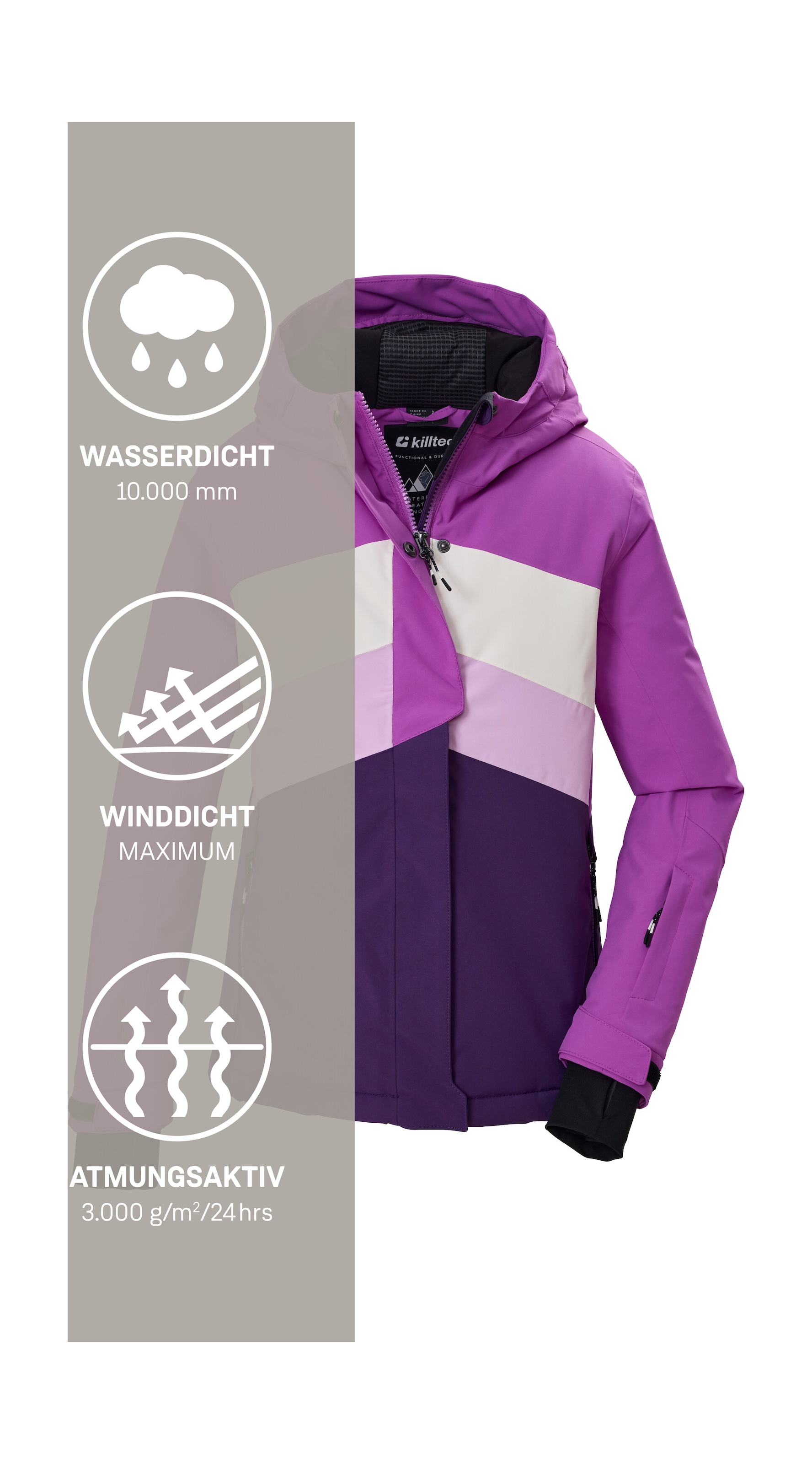 Killtec Skijacke »KSW 196 GRLS SKI JCKT« Wind- und wasserdichte Skijacke mit verstellbaren Details