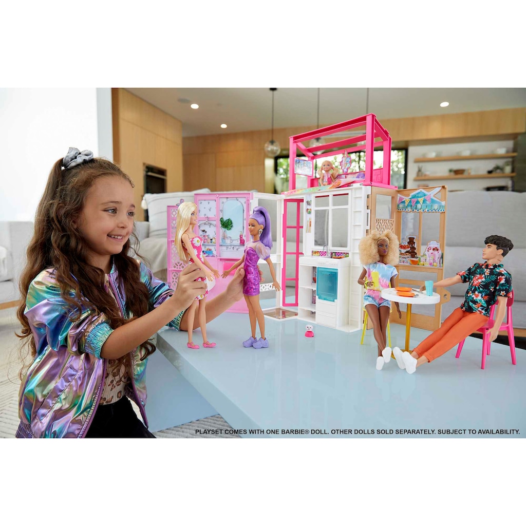Barbie Puppenhaus »klappbar inkl. Puppe (blond) und Zubehör«, zum Mitnehmen; klappbar