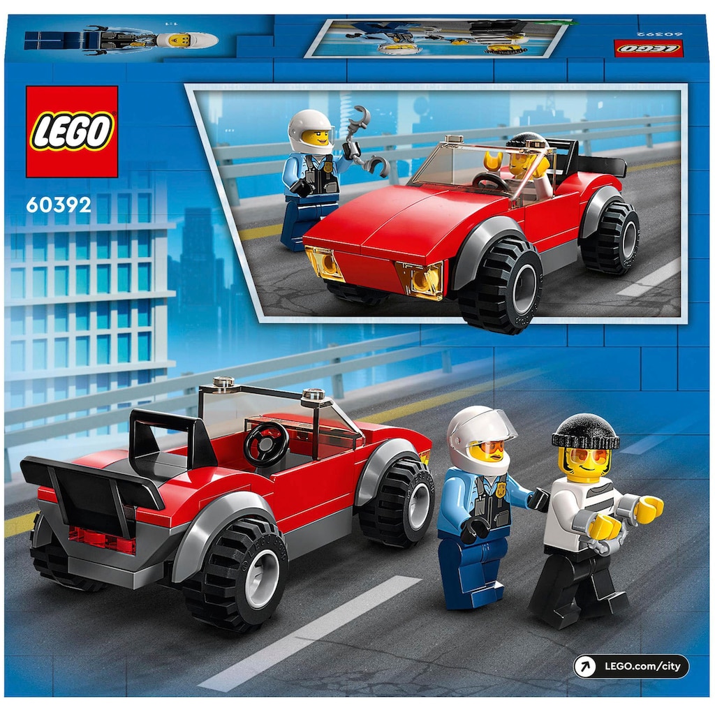 LEGO® Konstruktionsspielsteine »Verfolgungsjagd mit dem Polizeimotorrad (60392), LEGO® City«, (59 St.), Made in Europe