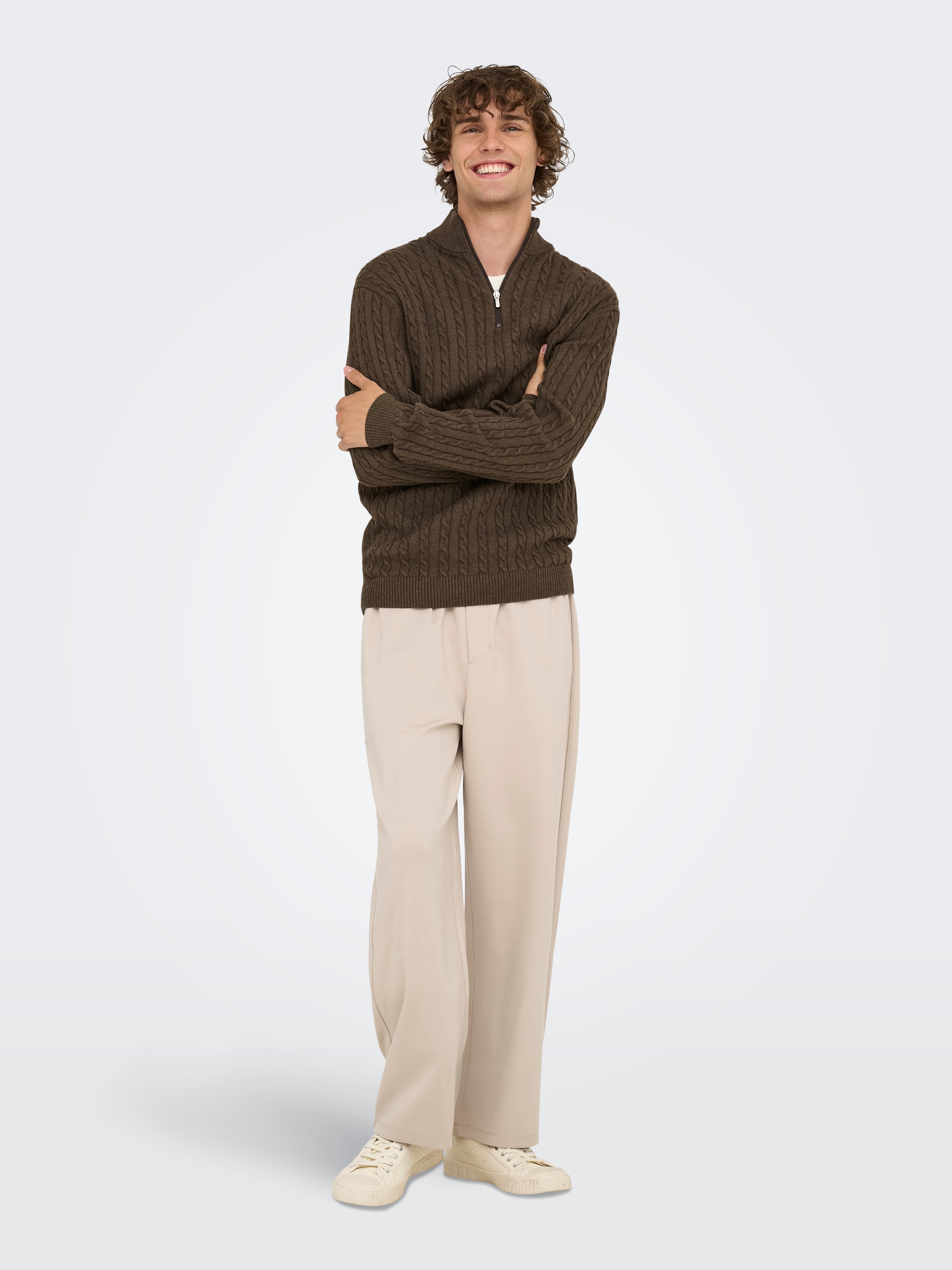 ONLY & SONS Troyer »ONSLOUI REG 12 CABEL HALF ZIP KNIT«
