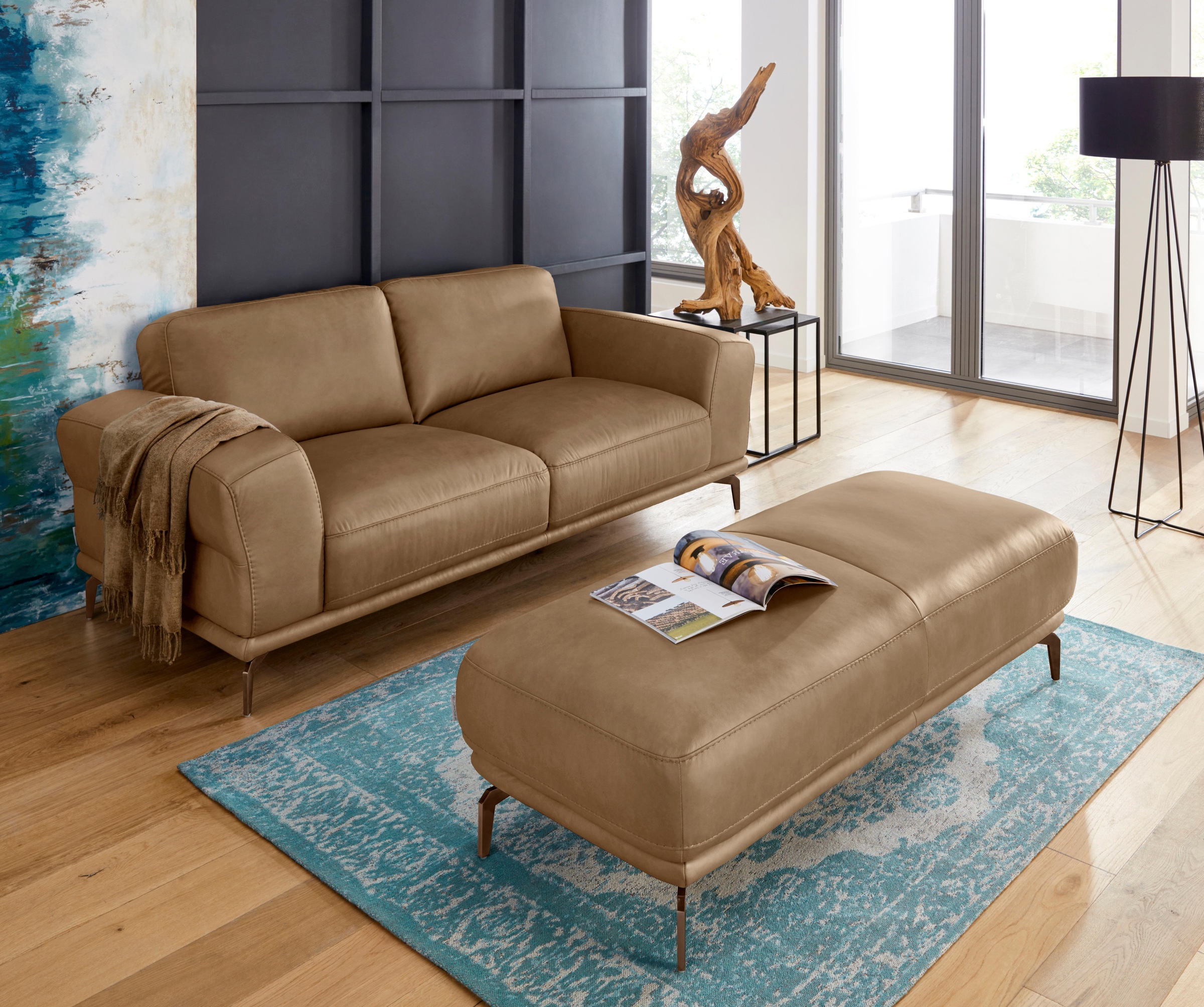 W.SCHILLIG Hocker »montanaa«, mit Metallfüßen in Bronze pulverbeschichtet, Breite 141 cm