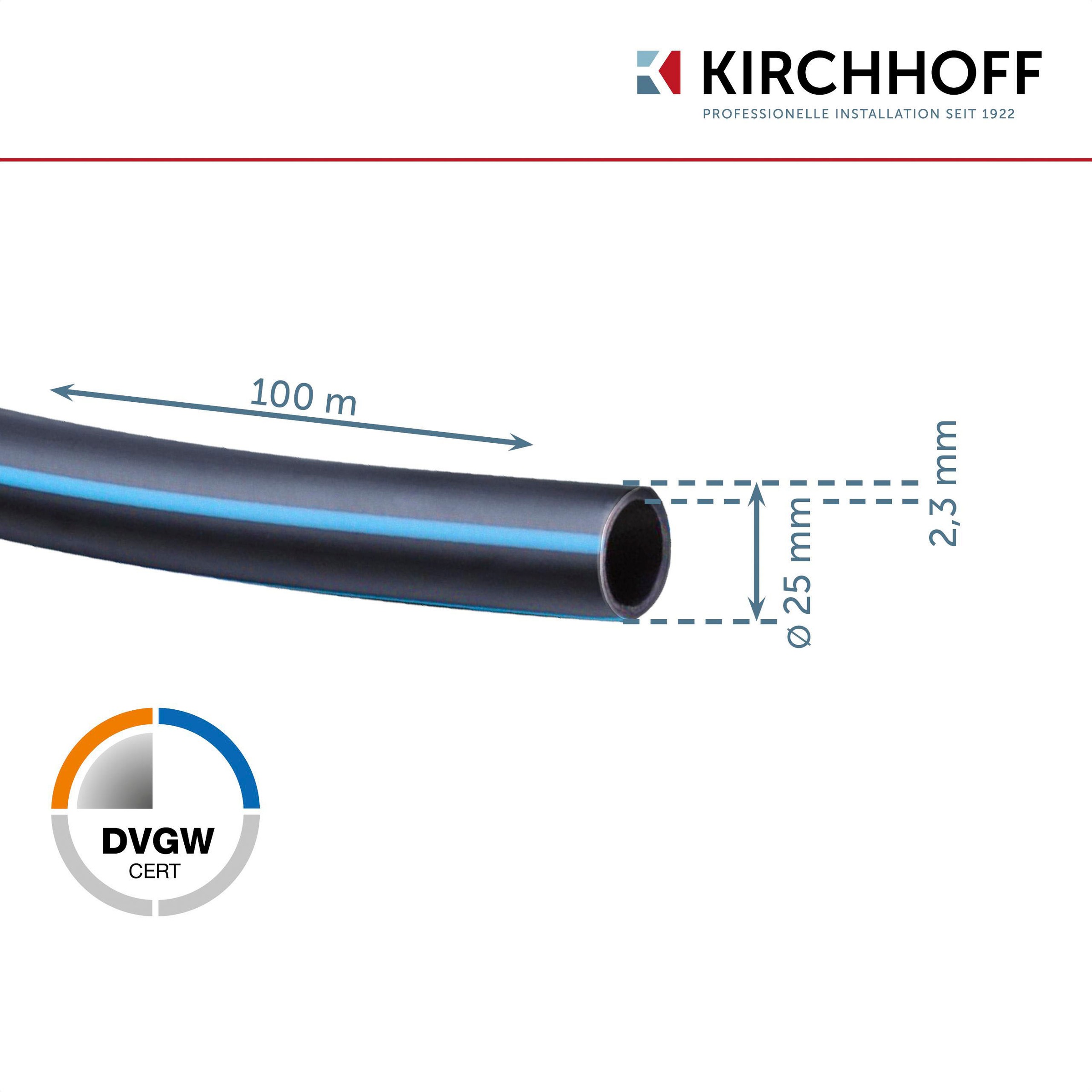Kirchhoff Bewässerungsschlauch, Wasserleitung, Sprinklersystem 25 mm x 100 m