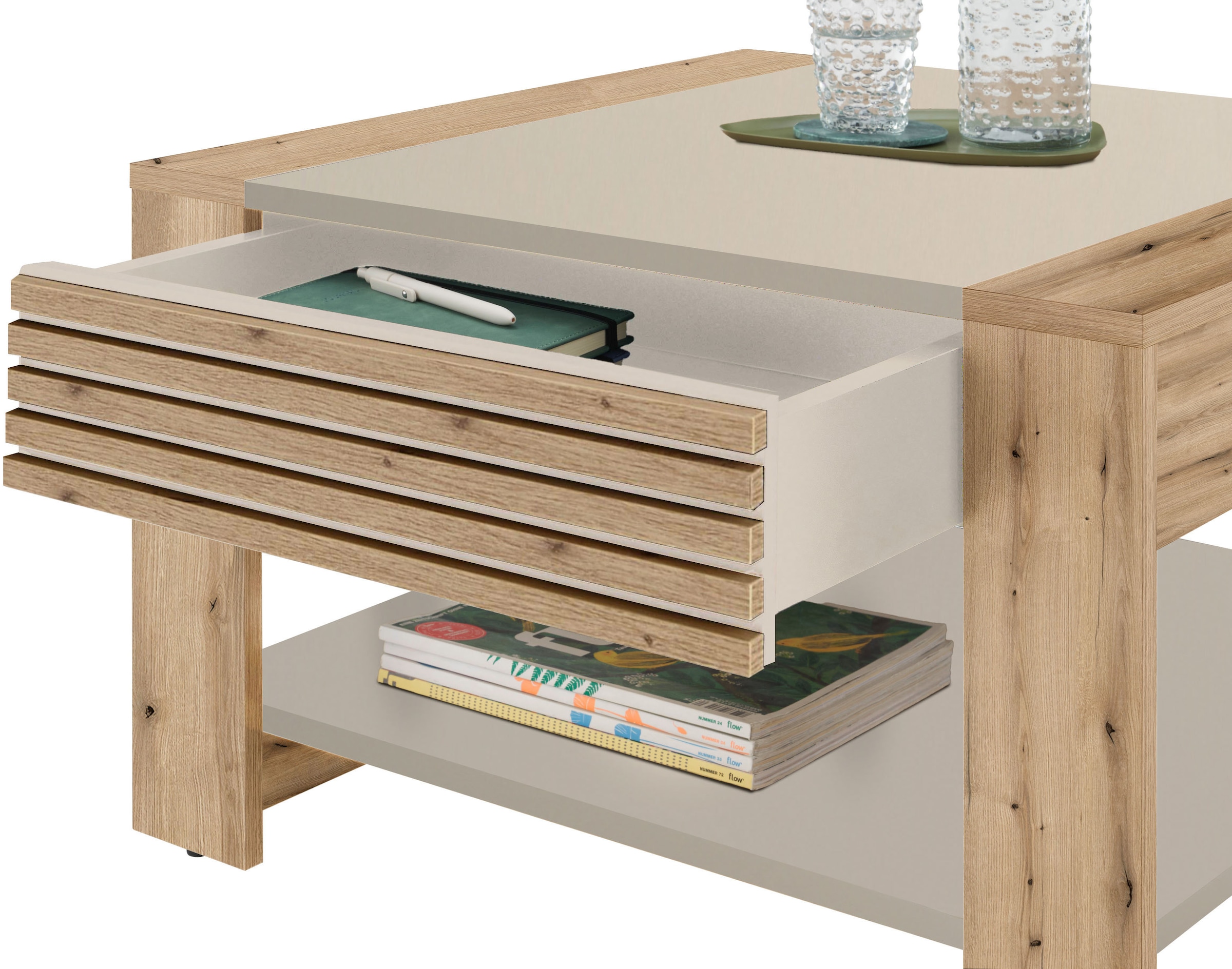 Stolkom Couchtisch »Feli Couchtisch B/H/T 70x42x70 cm« 1 Stk. tlg. MDF, fest verleimten Stäbchen