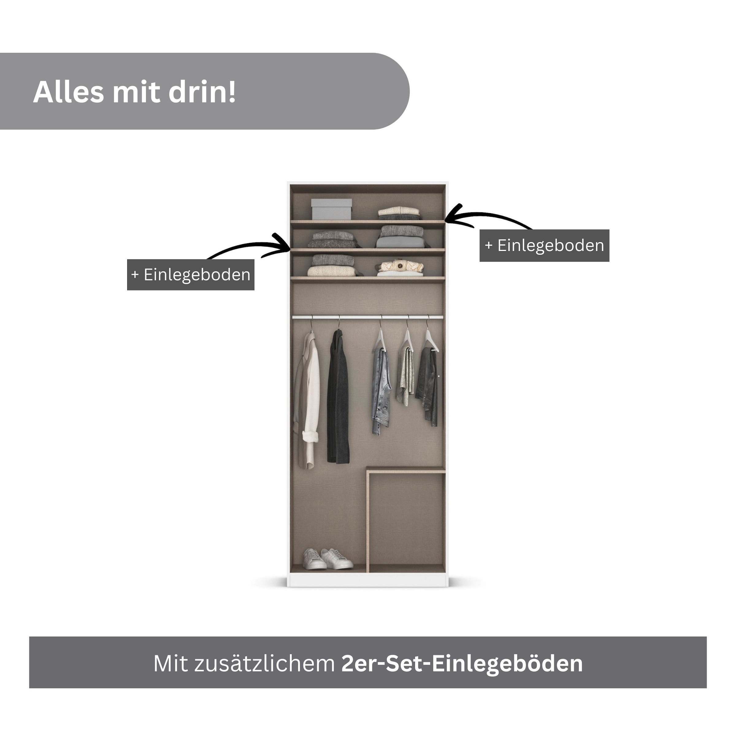 rauch Drehtürenschrank »Kleiderschrank Kleiderschränke Schrank Garderobe AGORDO mit Glasfront«, (in zwei Griff-Farben mit Glasfront), mit Außenschubkästen, in 6 Breiten und 2 Höhen MADE IN GERMANY