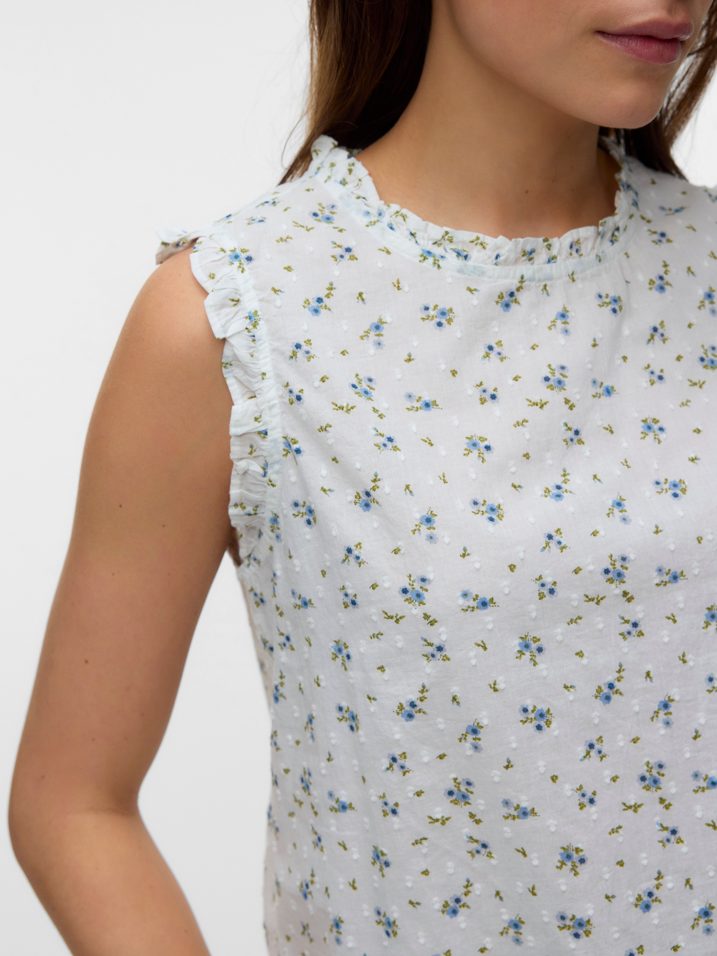 Vero Moda Rüschentop »VMTRINE SL TOP WVN NOOS« Baumwolle