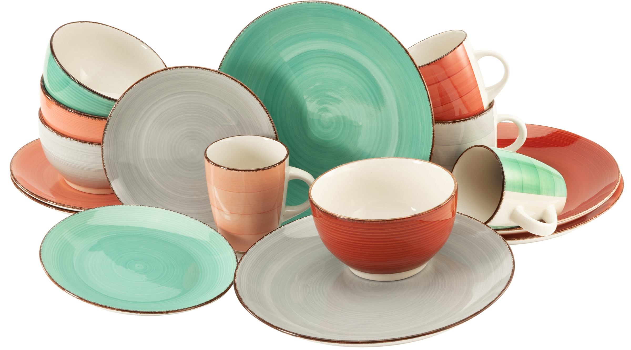 CreaTable Kombiservice »Bella Casa Fashion«, (Set, 16 tlg.), handgemaltes Spiral-Dekor
