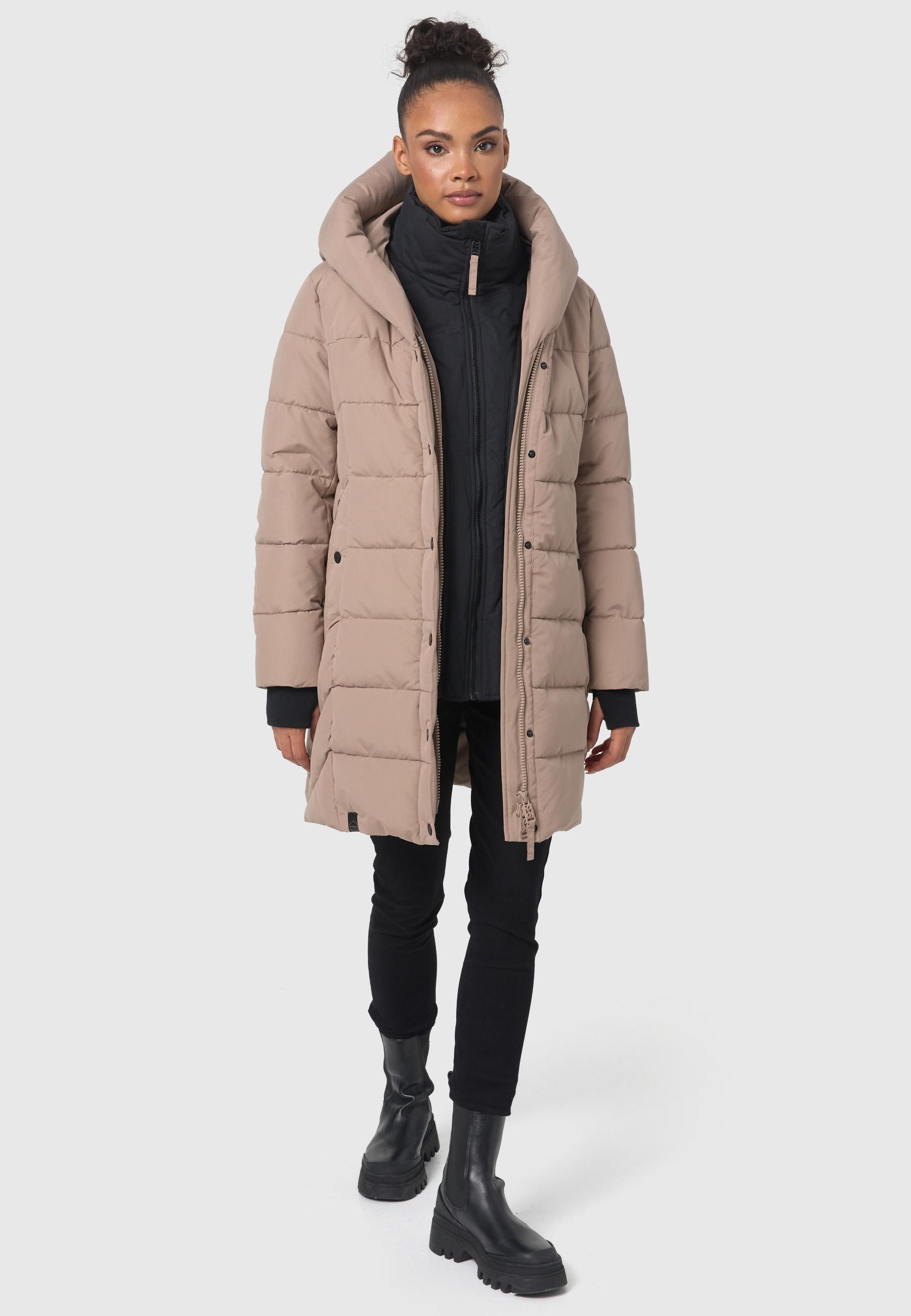 Navahoo Steppmantel »Steppmantel Knutschilein«, Stylischer Damenmantel mit abnehmbarem Fleece-Kragen