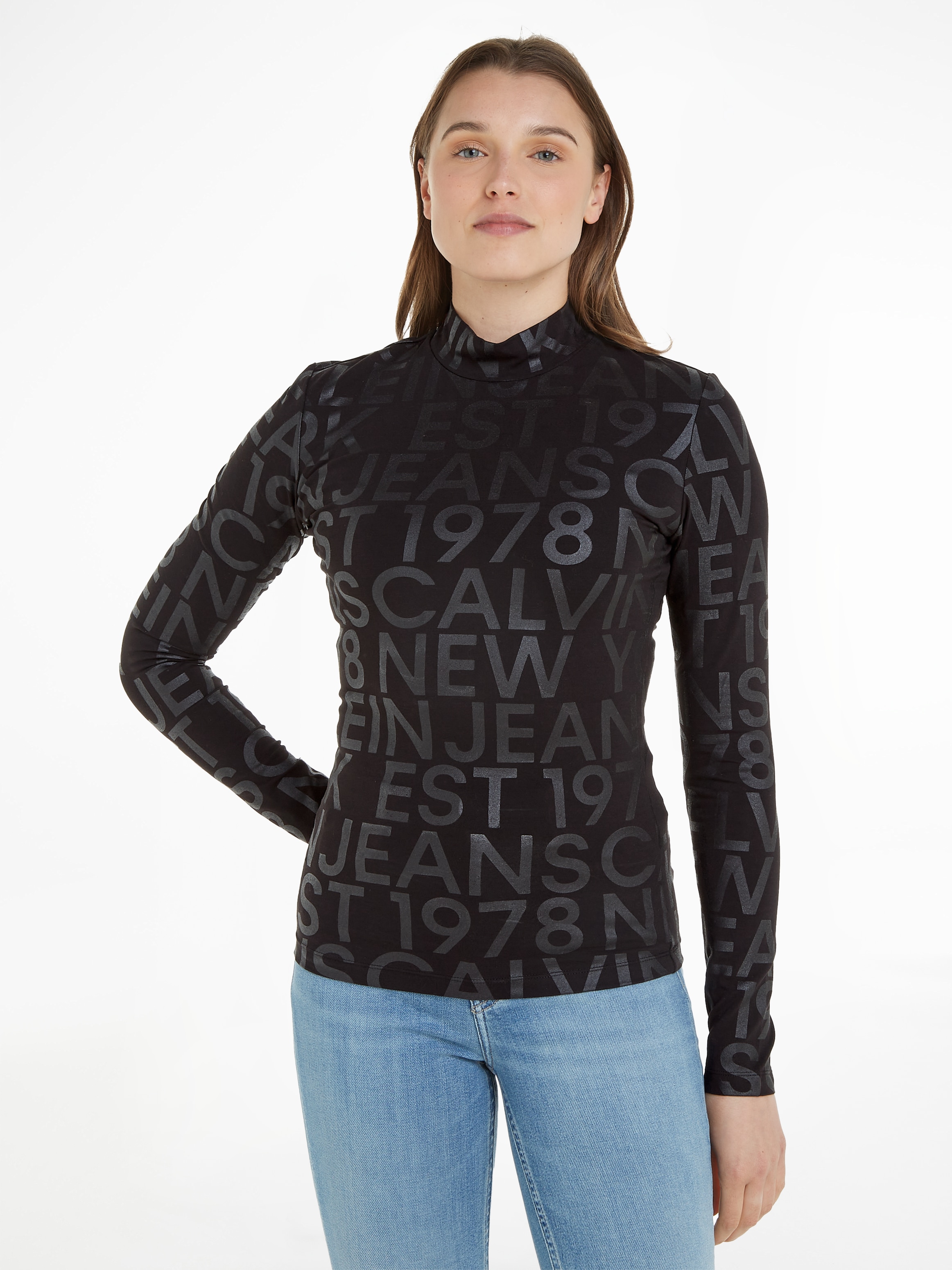 Calvin Klein Jeans Langarmshirt »LOGO AOP LONG SLEEVE TOP« bei OTTO | V-Shirts