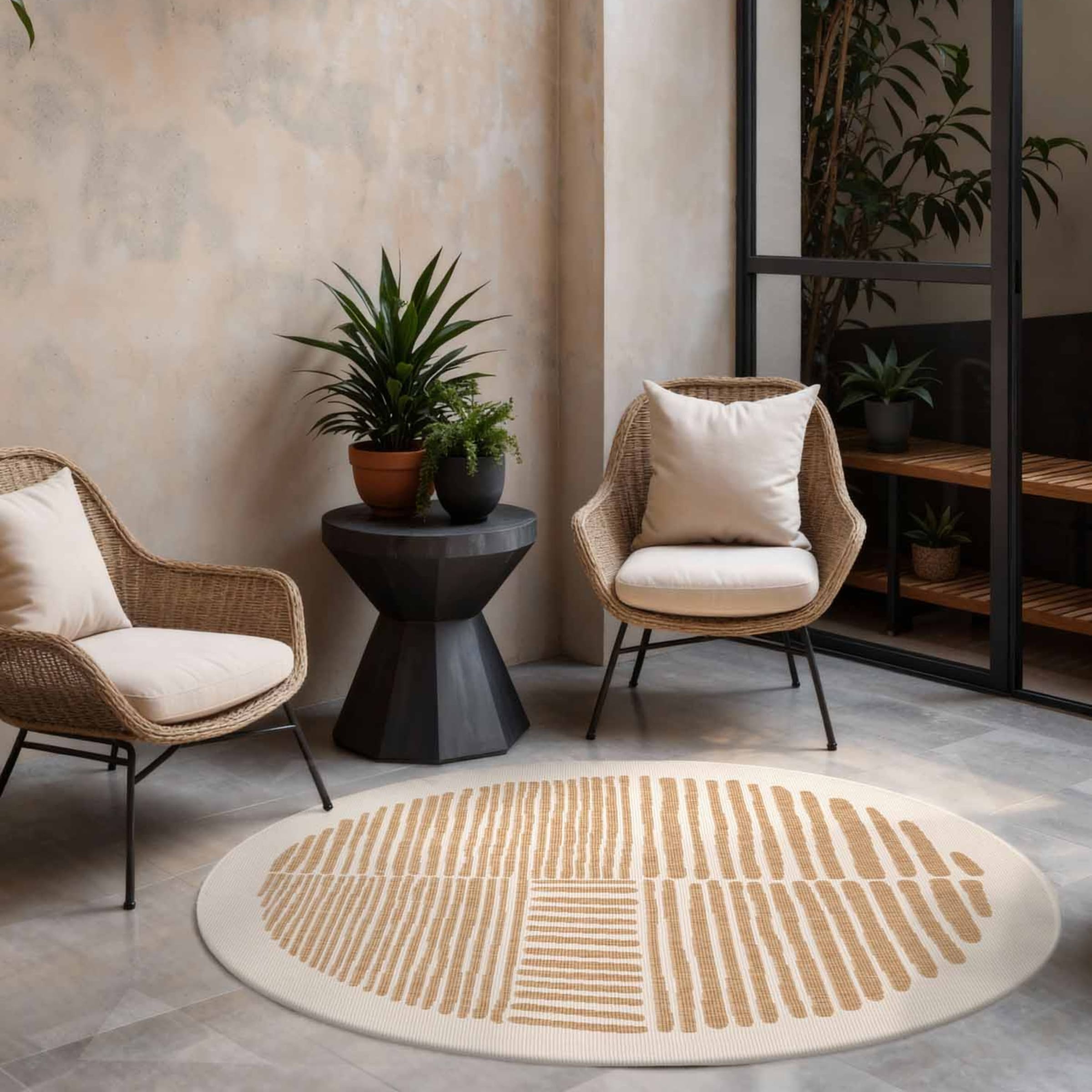 Ted Baker Teppich »Bounds« rund 8 mm Höhe Designteppich, Wetterfest, Pflegeleicht, Modern, Wohnzimmer, Terrasse