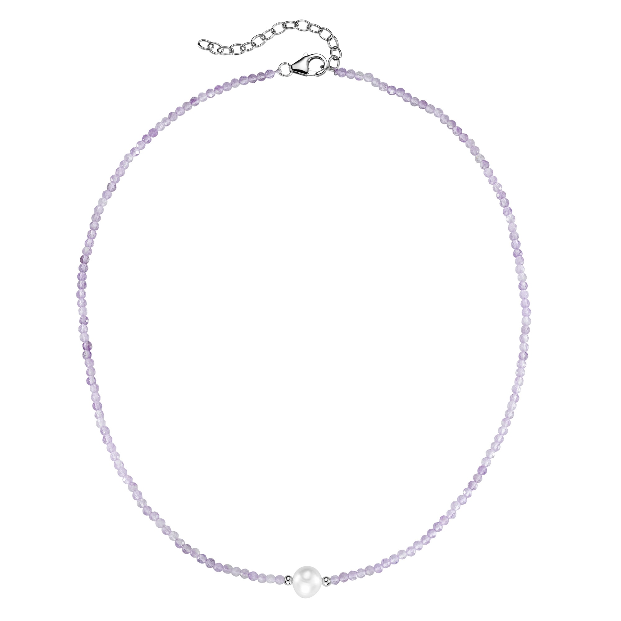 Smart Jewel Collier »Collier mit Stein-Kugeln + Muschelkern-Perle, Silber 925«