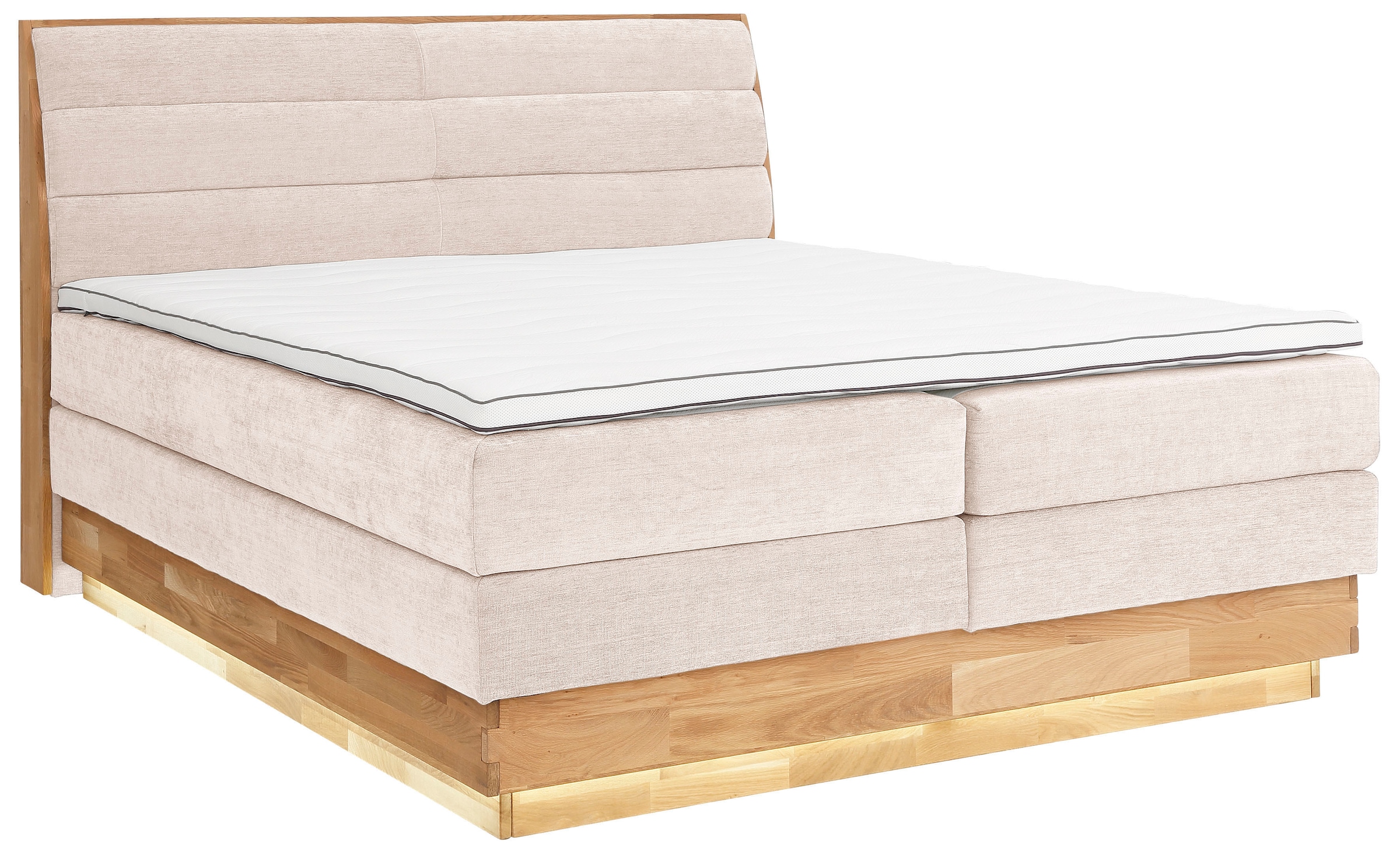 OTTO products Boxspringbett, LED-Beleuchtung, mit zertifizierten, recycelten Bezugsstoffen