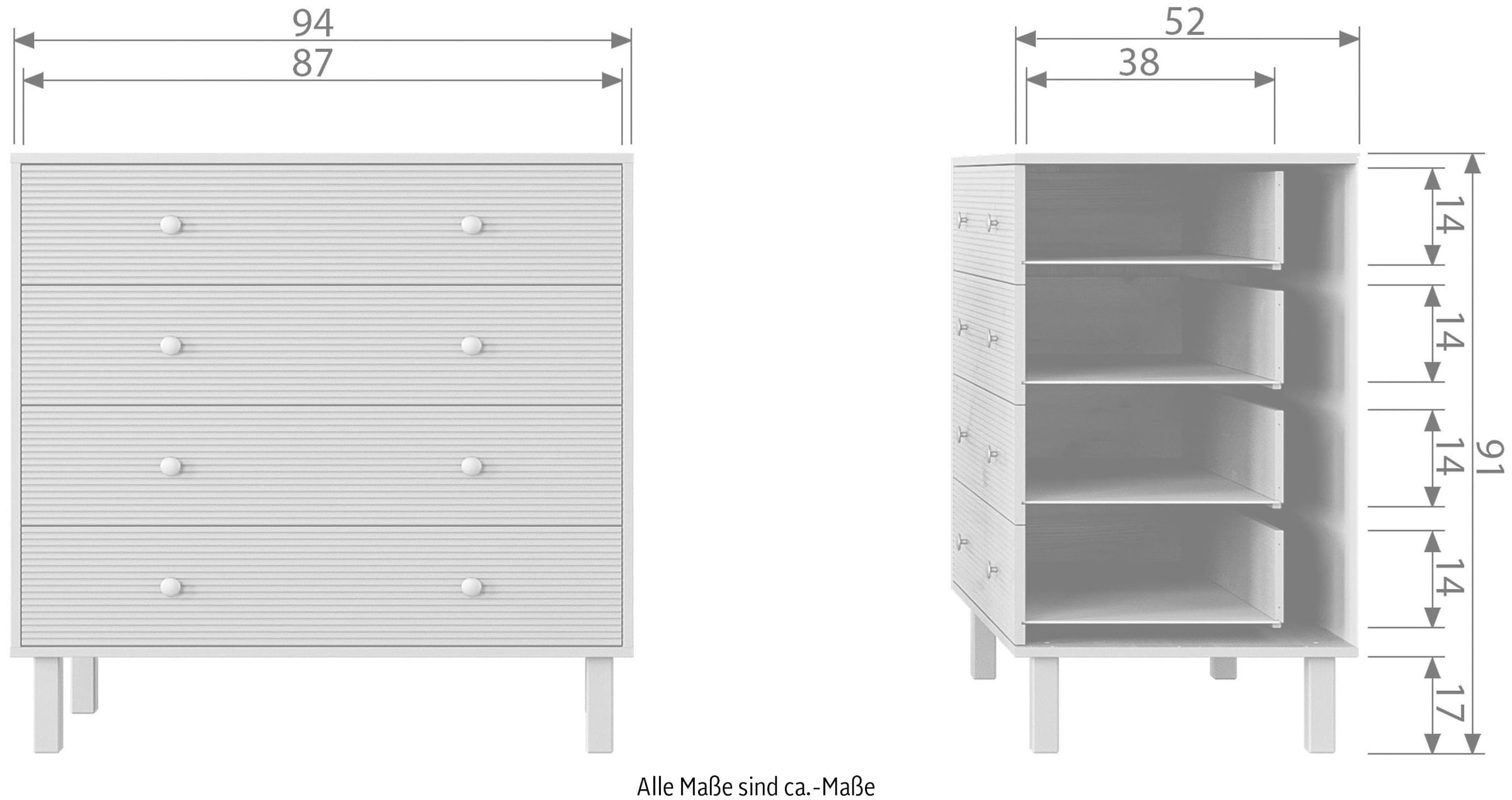 WOOOD Sideboard »Adam«, Schubkasten-Kommode, B 94 cm x H 93 cm