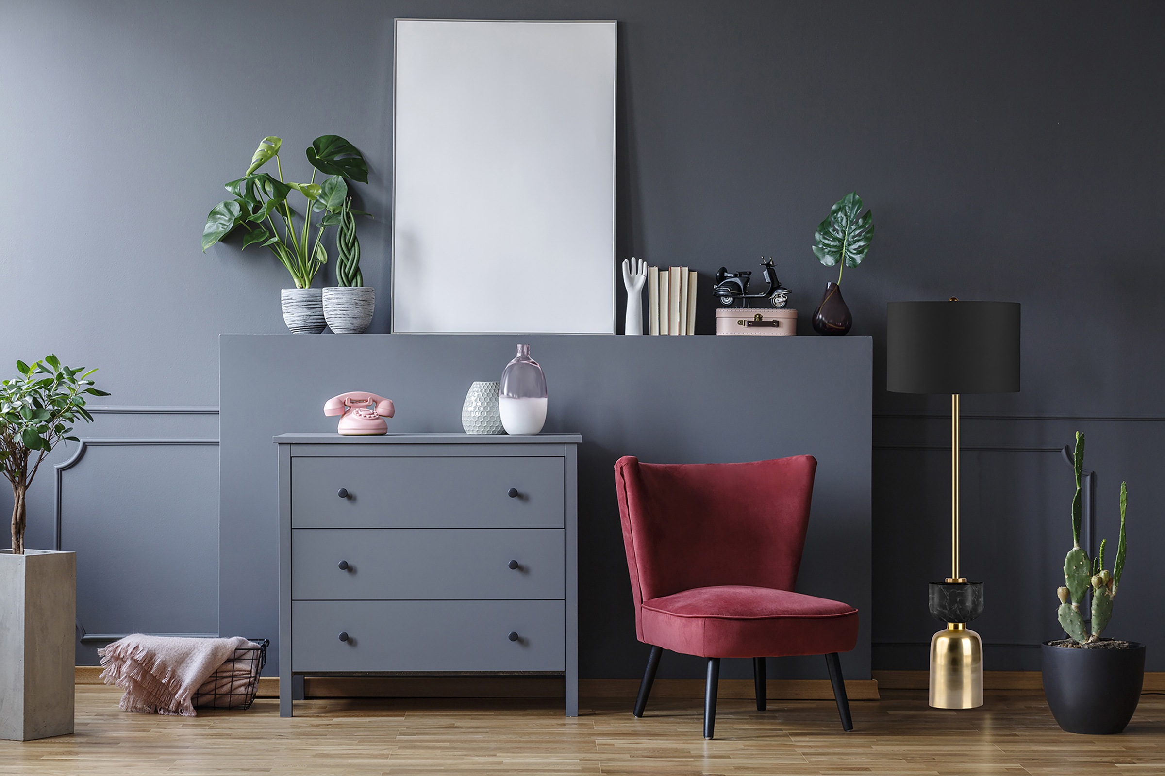 Kayoom Stehlampe »Ceres«, 1 flammig, Leuchtmittel E27 | ohne Leuchtmittel, Stehlampe, Sockel in Material-Mix aus Marmor und Eisen, Stoffschirm