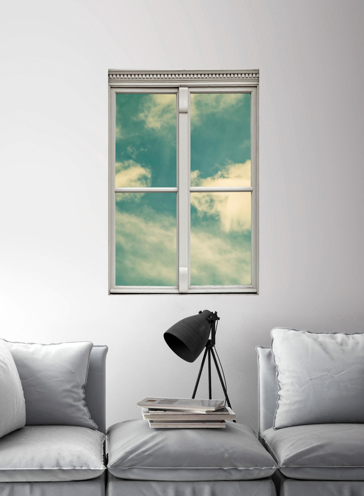 queence Wandsticker »Wolkenhimmel«, Wandsticker, Wandbild, selbstklebend, 3D, Fenster