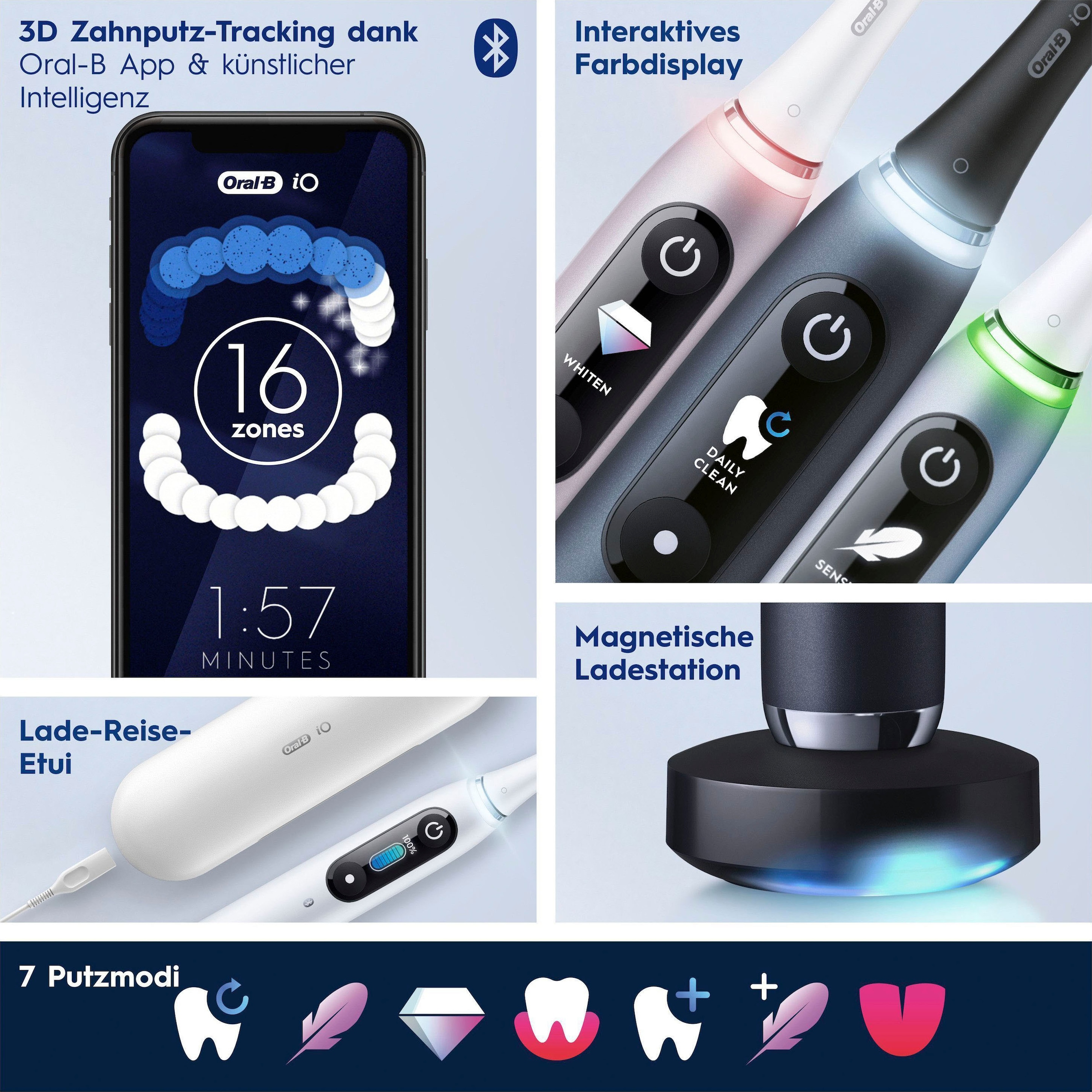 Oral-B Elektrische Zahnbürste »iO Series 9«, 1 St. Aufsteckbürsten, mit Reiseetui