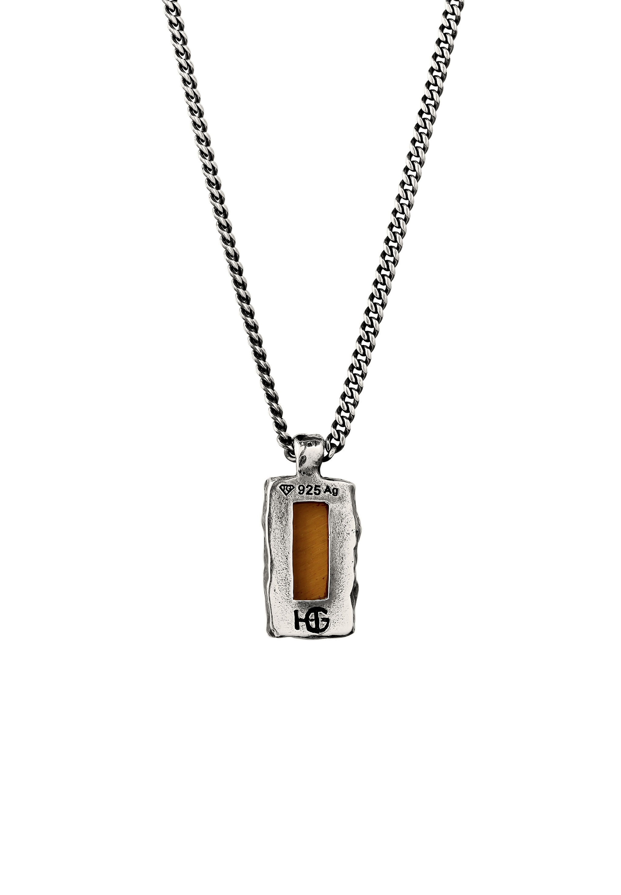 HAZE & GLORY Kette mit Anhänger »Halskette Anhänger Tigerauge Braun 925 Sterling Silber - Bold Bar«