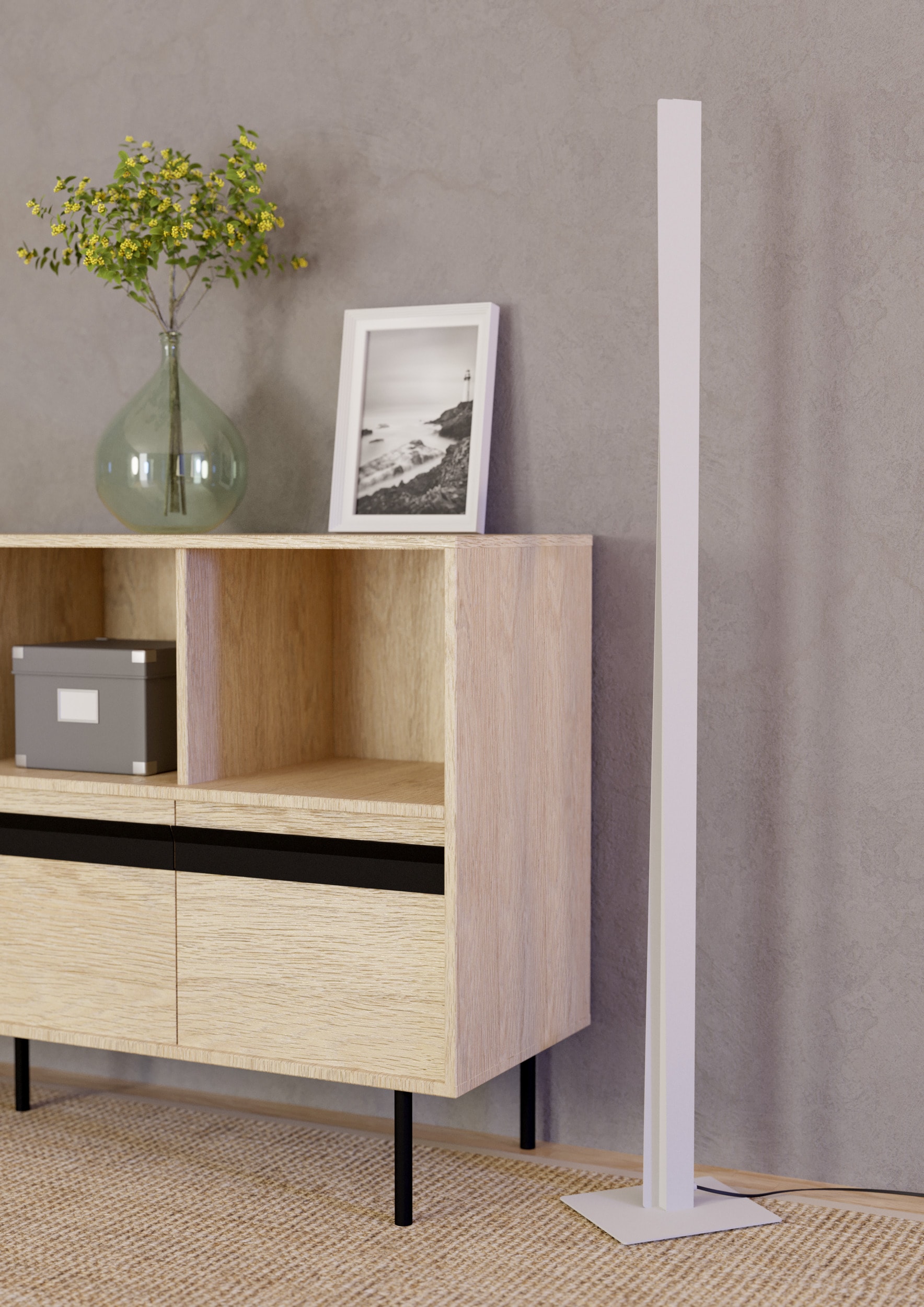 EGLO Stehlampe »BOLOGNANO-Z Stehlampe - Alu, Stahl - LED;LED - 10,5W;15,2W - IP20« LED-Modul 1 Stk. Kaltweiß | Neutralweiß | RGB | Warmweiß Standleuchte, Leselampe, Wohzimmer, Schlafzimmer, L6,5 x B2,5 x H150cm