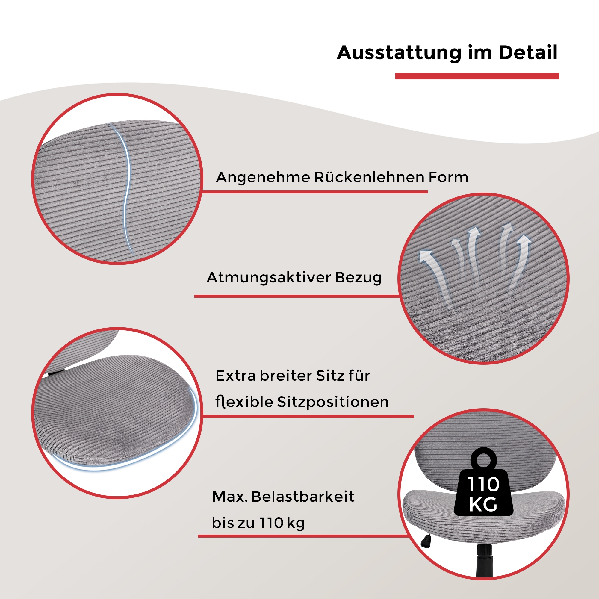 Duo Collection Drehstuhl »Tilo« () 1 Stk.Sitzhöhenverstellung, Wippmechanik, Sicherheitsdoppelrollen