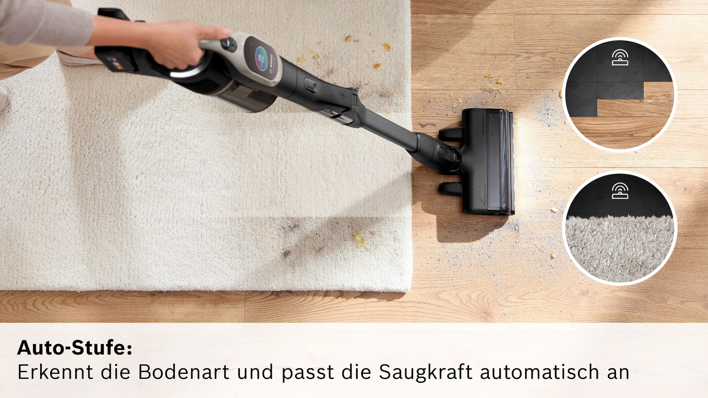 BOSCH Akku-Stielstaubsauger »Unlimited 10 BKS1051GQC, MicroClean™ Technology, Display, Knickrohr« HEPA-Filtersystem, 10 Jahre Motorgarantie, Schnellladegerät, grau