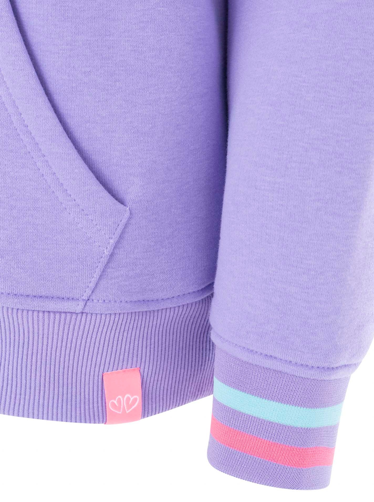 Zwillingsherz Hoodie »"Be Happy!"«, gestreifte Bündchen, Aufdruck auf Brust, Kapuze, Kängurutasche
