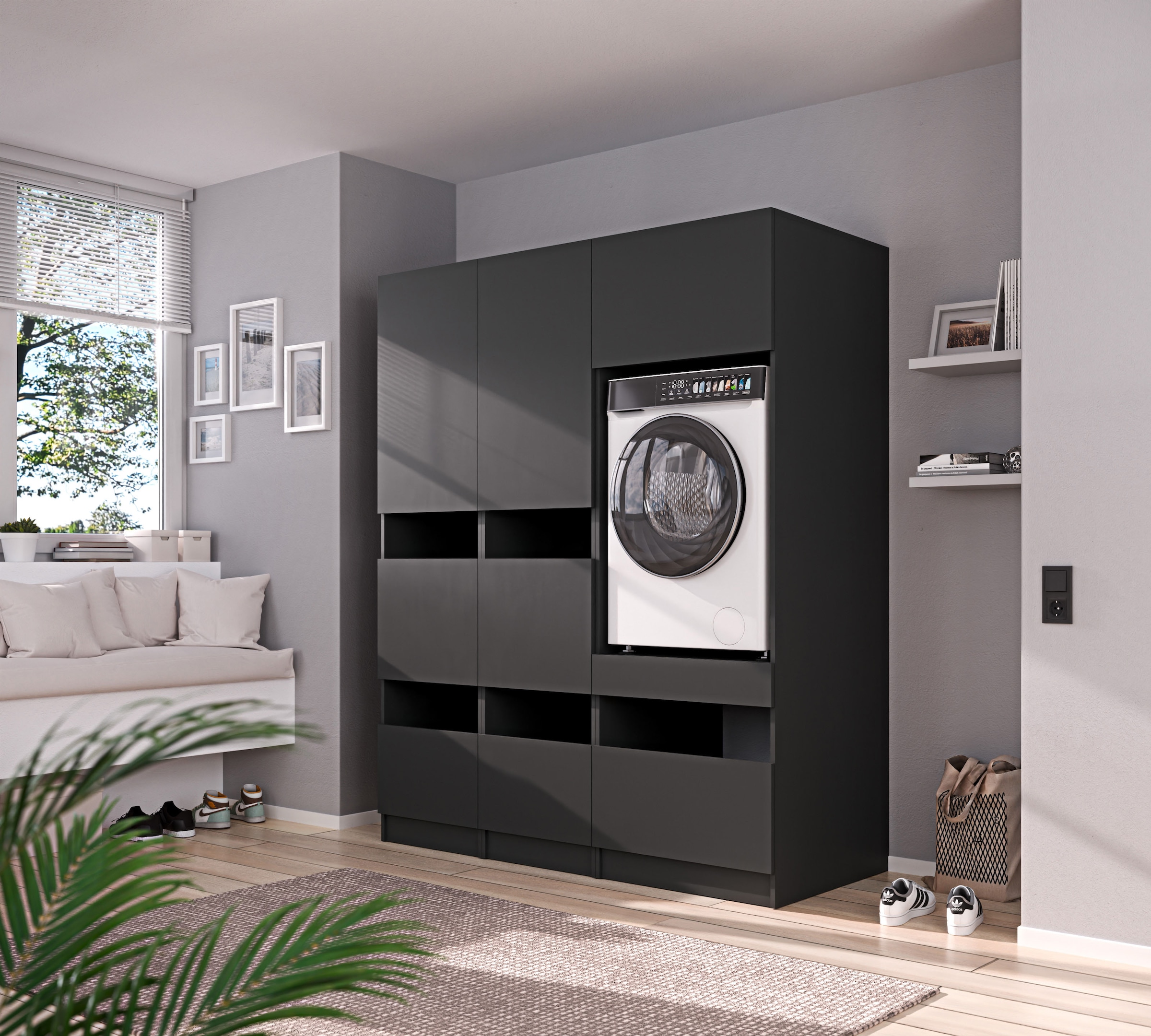 BASIC by Balculina Mehrzweckschrank-Set »Washhome B/T/H 168x68x200 cm« 3 Stk. tlg.
