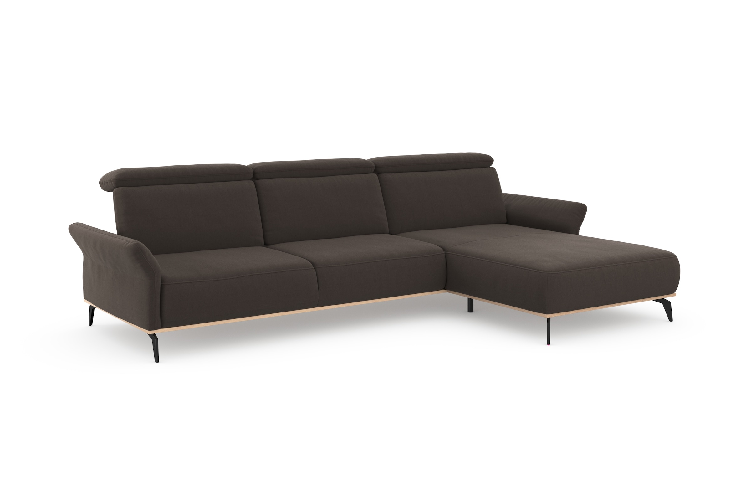 Places of Style Ecksofa »Fjord L-Form«, massiv, wahlweise mit Armlehnfunktion, Kopf- Sitztiefenverstellung
